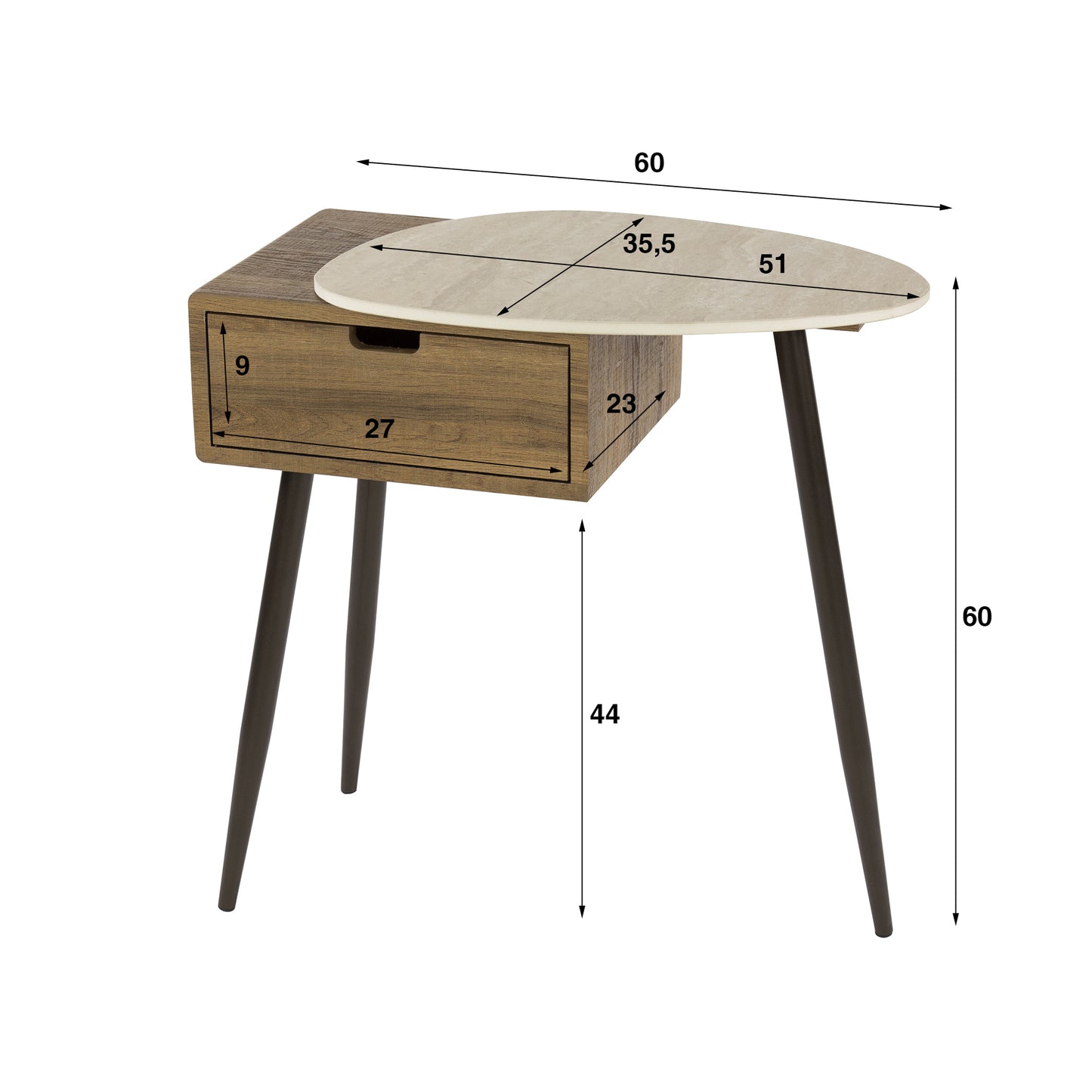 Nachttisch – 60×35×60 cm – Keramik travertin | Modell N0220
