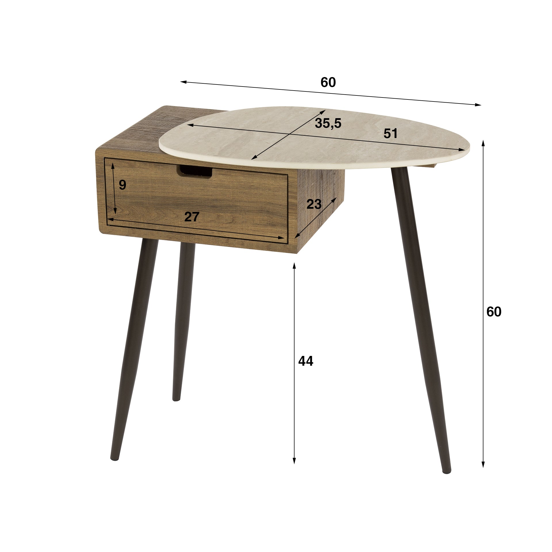 Nachttisch – 60×35×60 cm – Keramik travertin | Modell N0220
