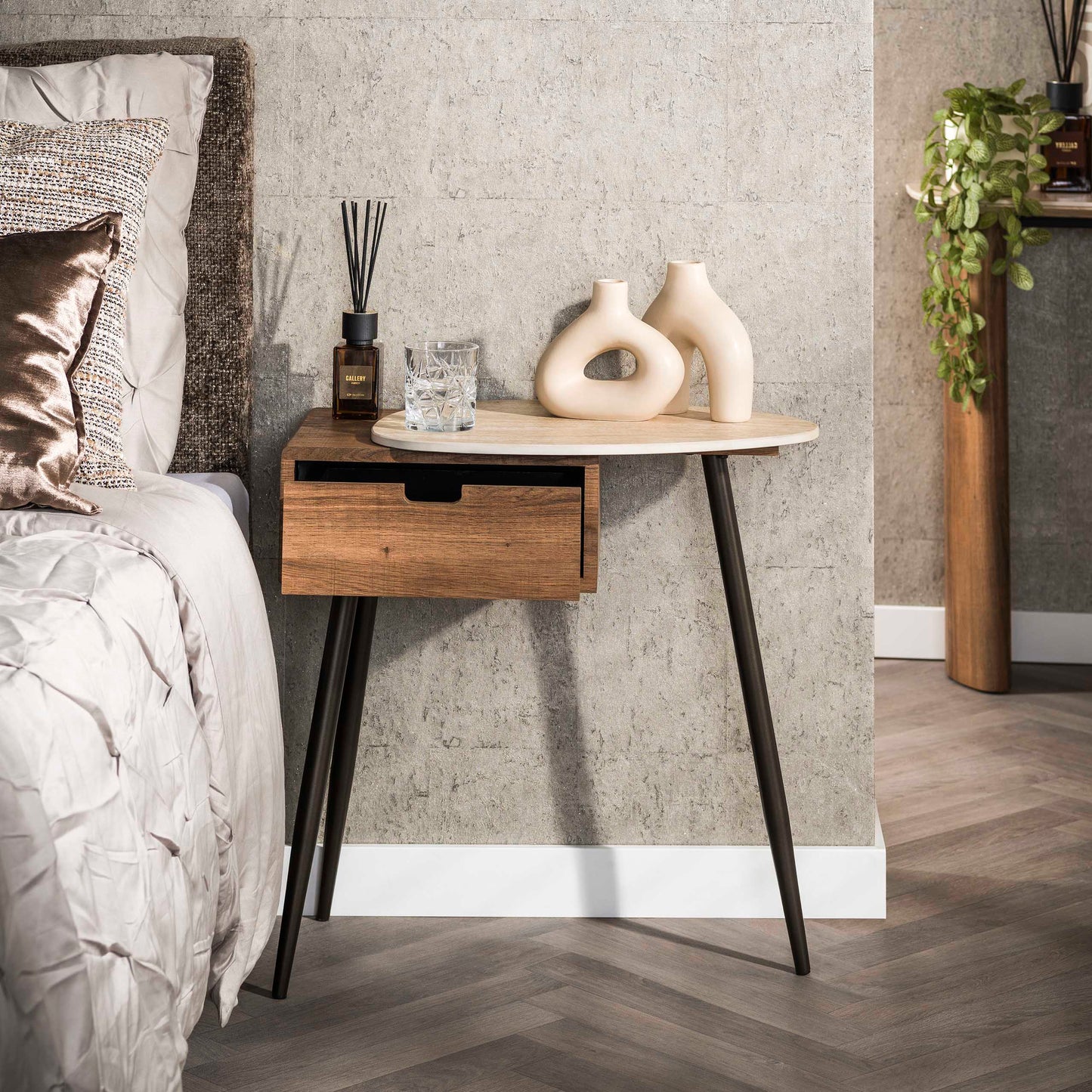 Nachttisch – 60×35×60 cm – Keramik travertin | Modell N0220