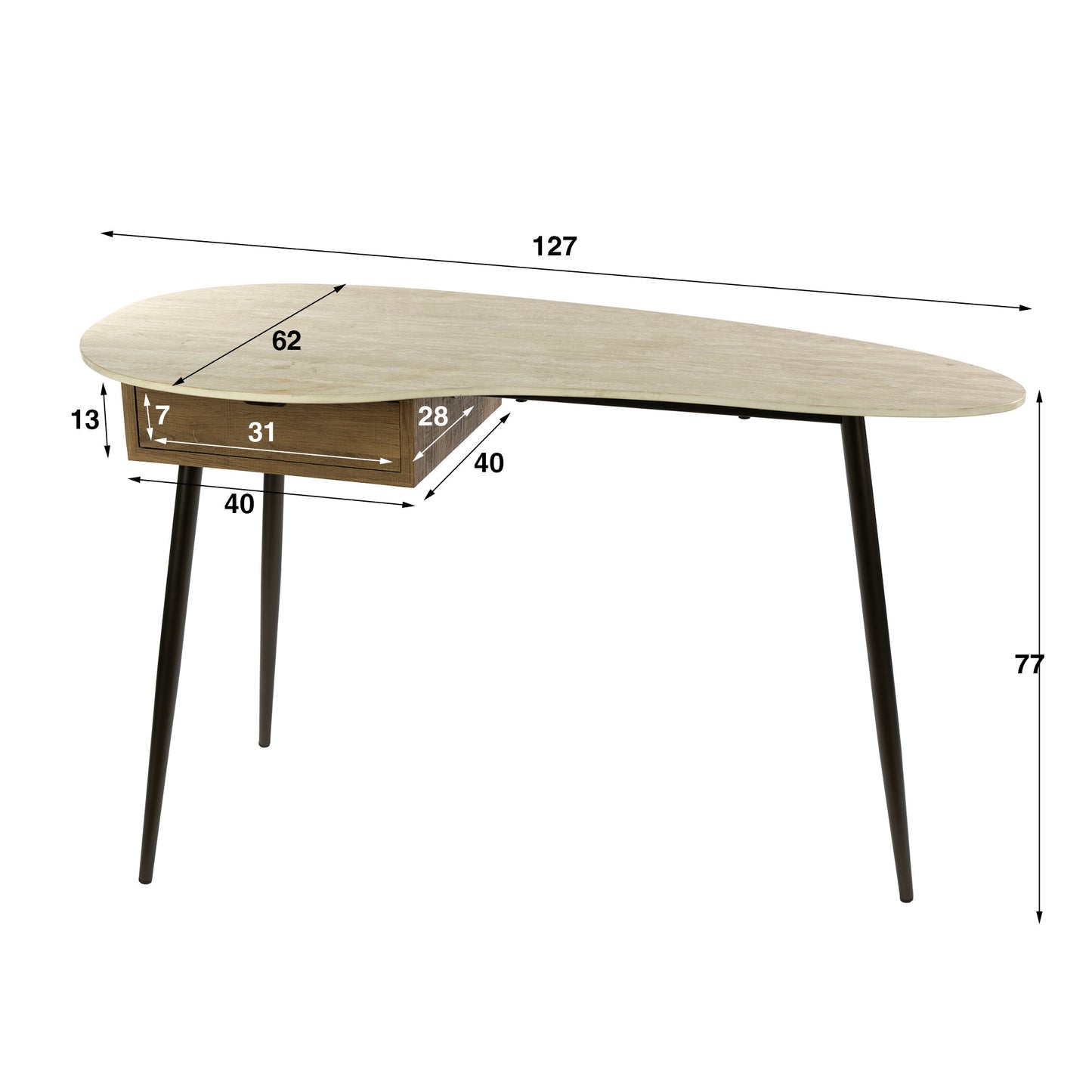 Schminktisch – 127×62×77 cm – Keramik travertin | Modell N0221