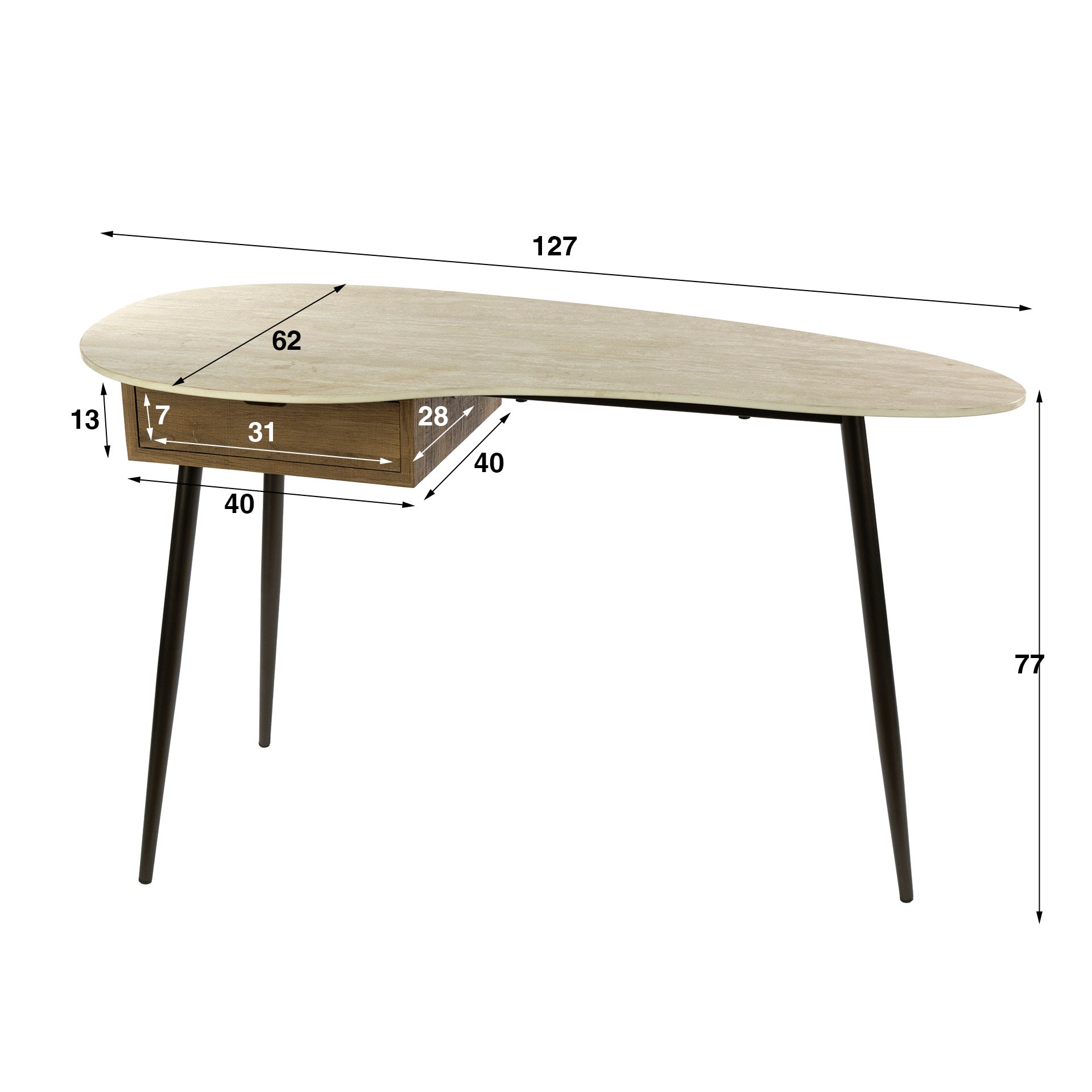 Schminktisch – 127×62×77 cm – Keramik travertin | Modell N0221