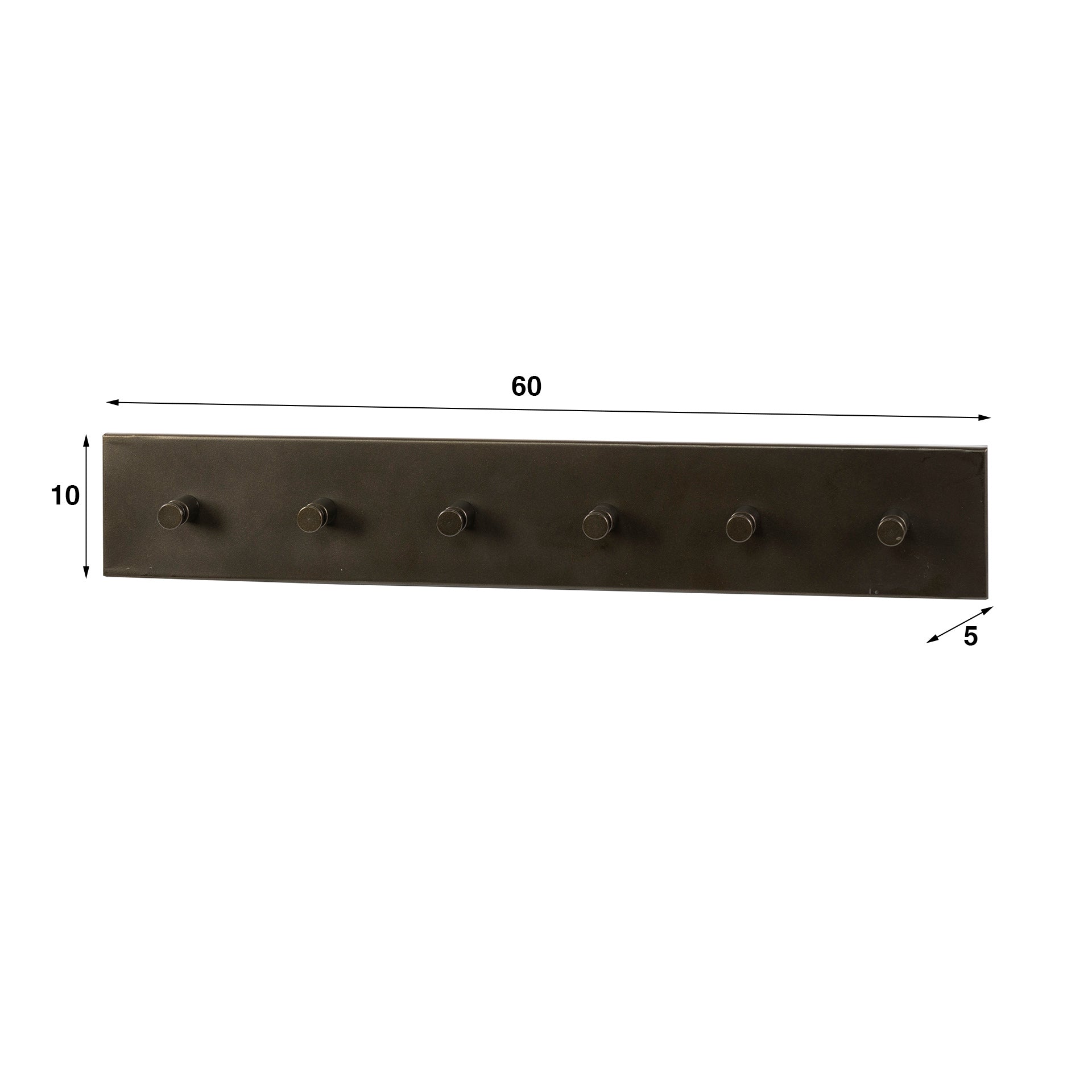 Garderobe – 6 haken – 60×5×10 cm – Drift brown | Modell N0222