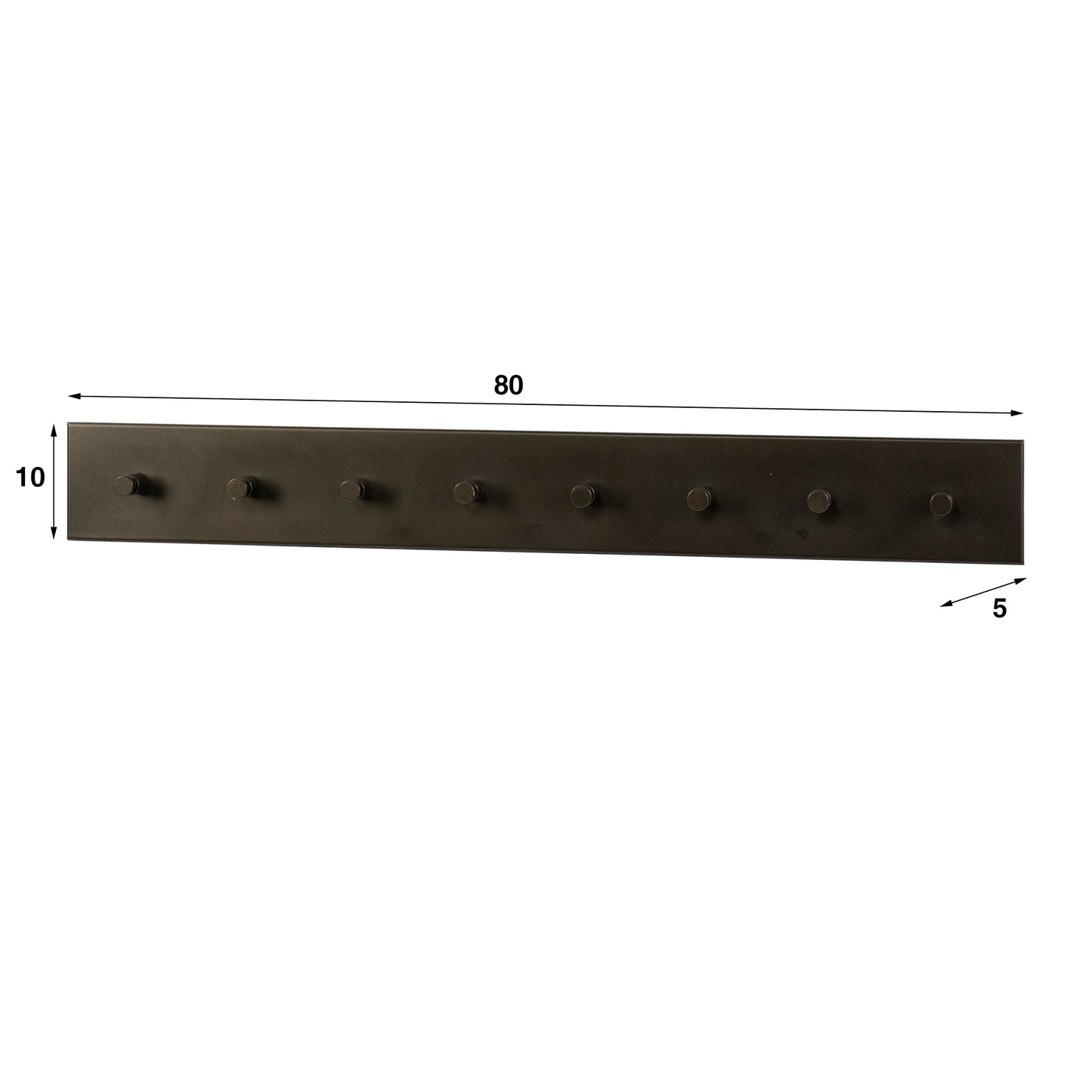 Garderobe – 8 haken – 80×5×10 cm – Drift brown | Modell N0223