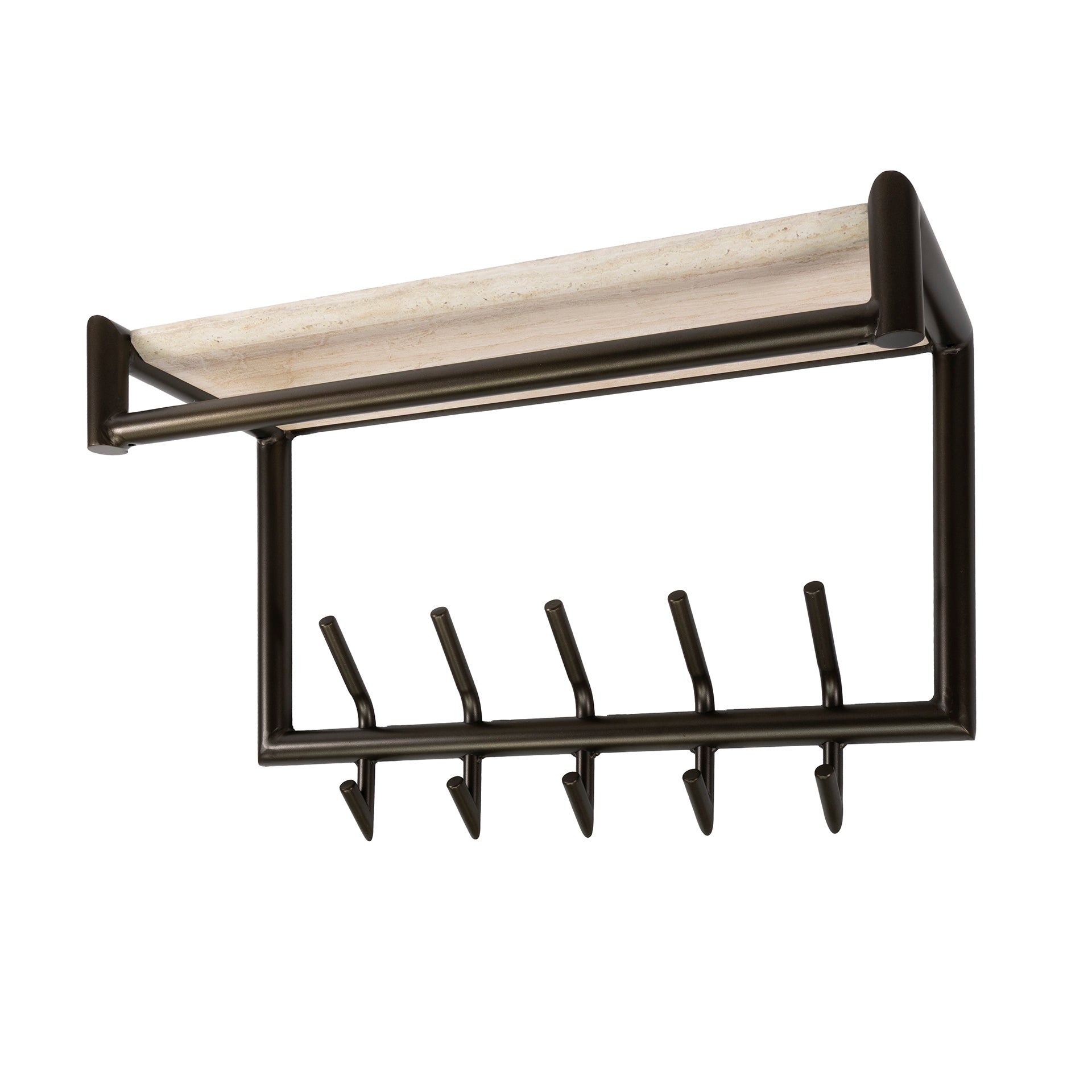 Garderobe – hutablage 5 haken – 65×27×40 cm – Melamin Travertin | Modell N0225