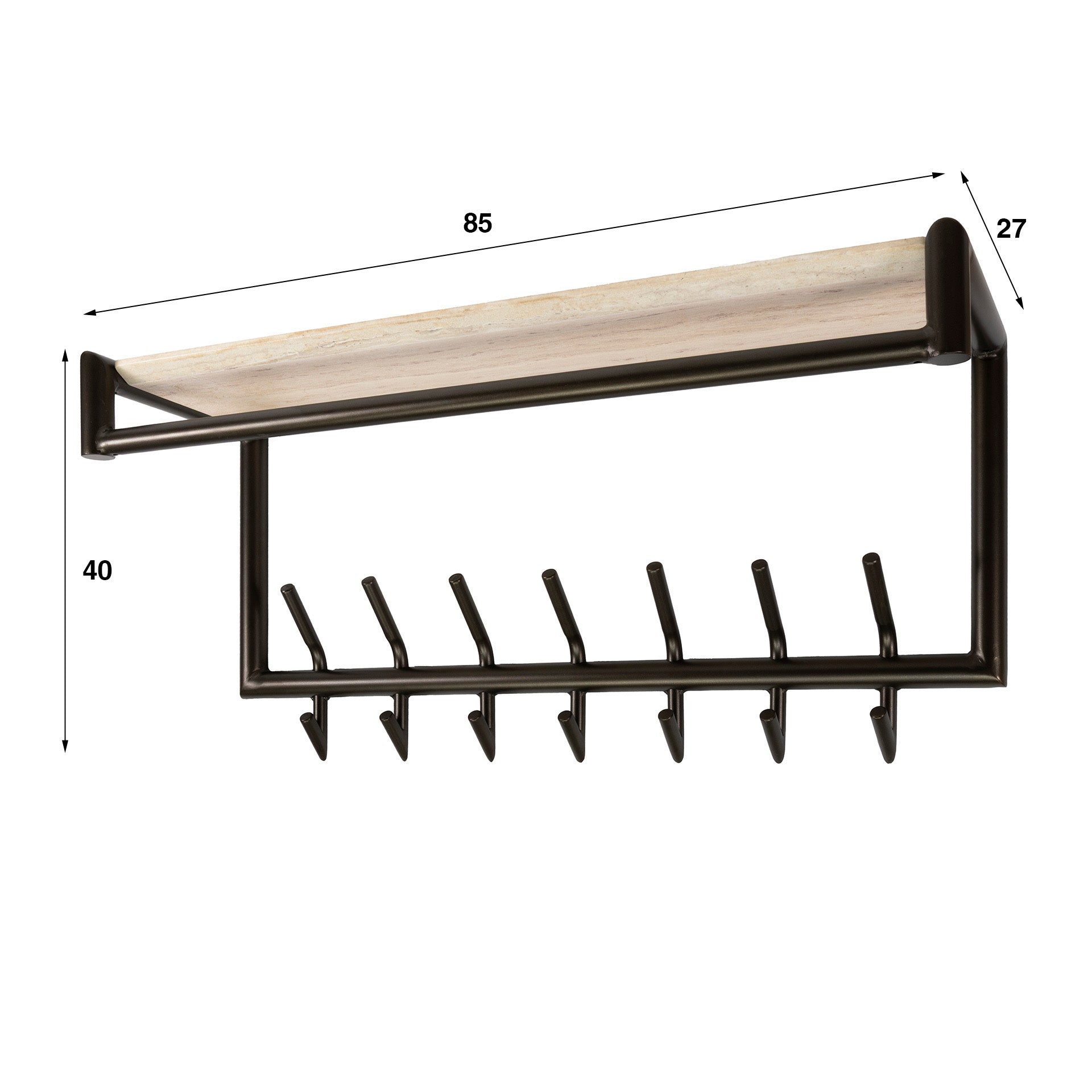 Garderobe – hutablage – 85×27×40 cm – Melamin Travertin | Modell N0226