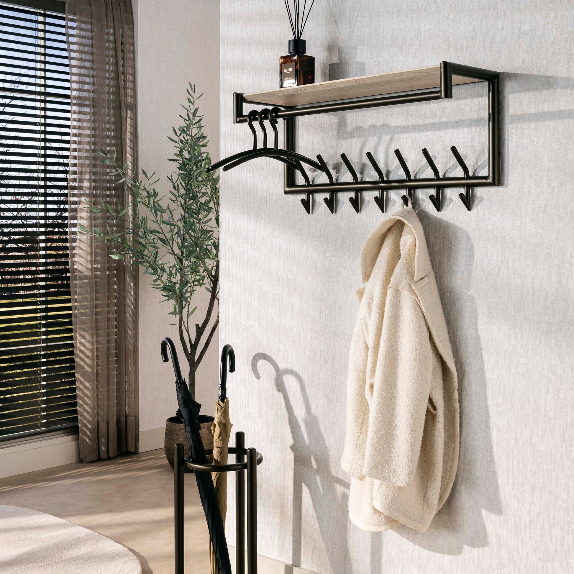 Garderobe – hutablage – 85×27×40 cm – Melamin Travertin | Modell N0226