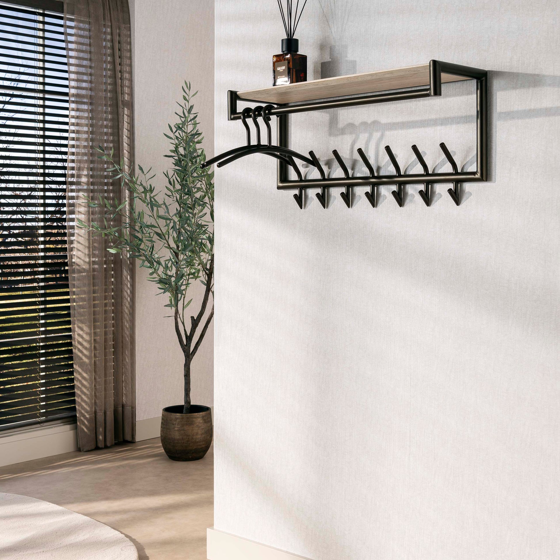 Garderobe – hutablage – 85×27×40 cm – Melamin Travertin | Modell N0226