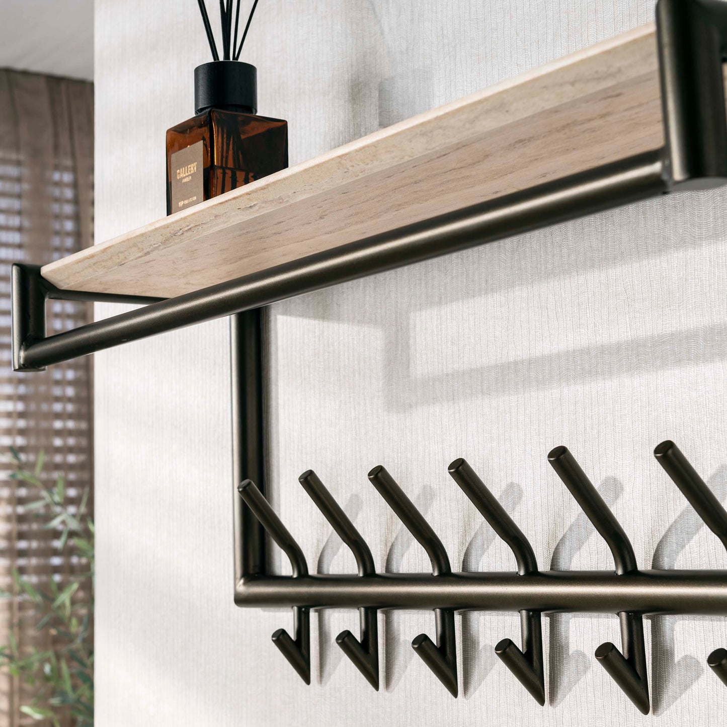 Garderobe – hutablage – 85×27×40 cm – Melamin Travertin | Modell N0226