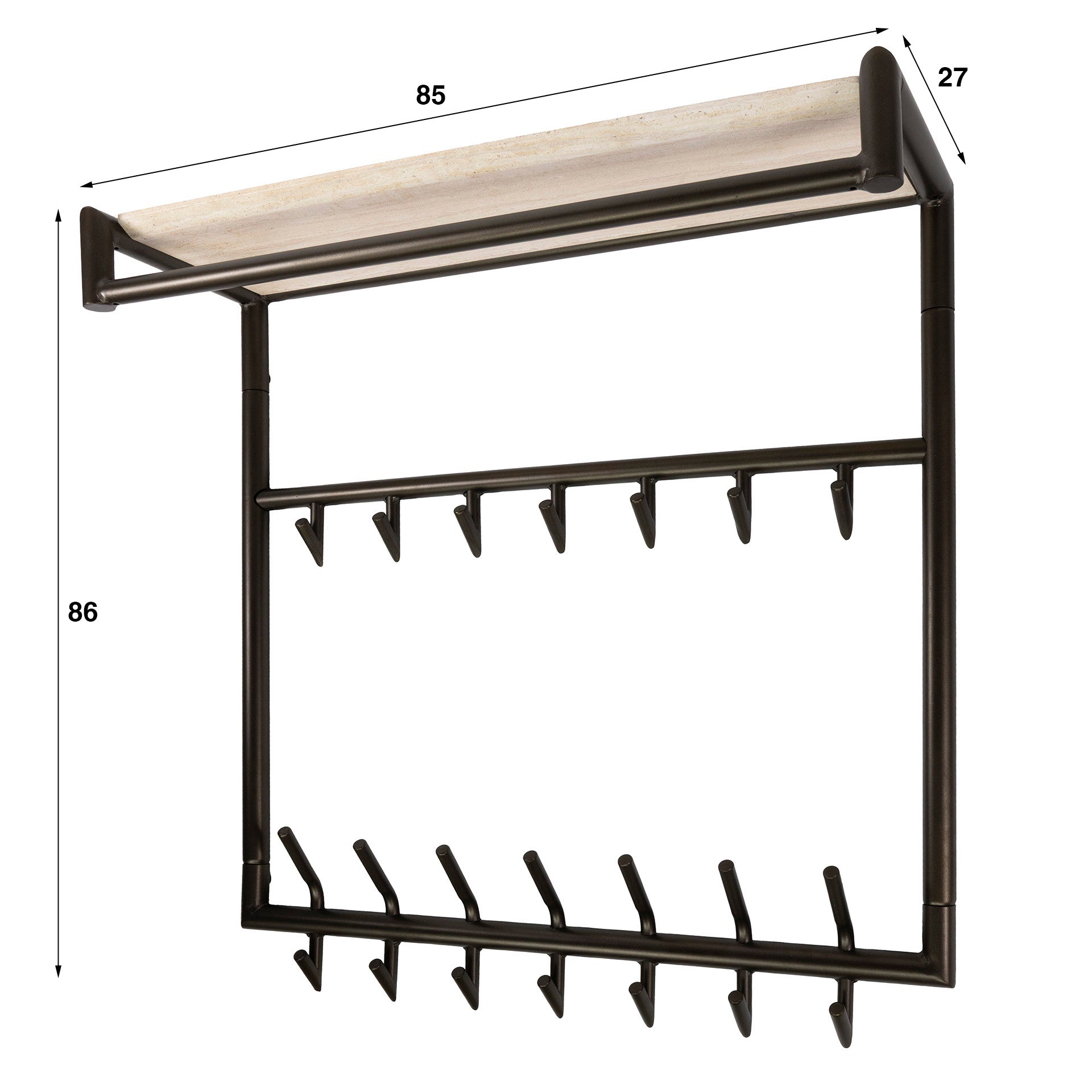 Garderobe – hutablage – 85×27×86 cm – Melamin Travertin | Modell N0227