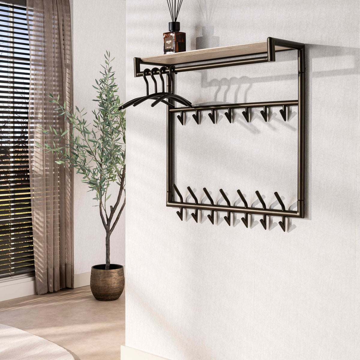 Garderobe – hutablage – 85×27×86 cm – Melamin Travertin | Modell N0227