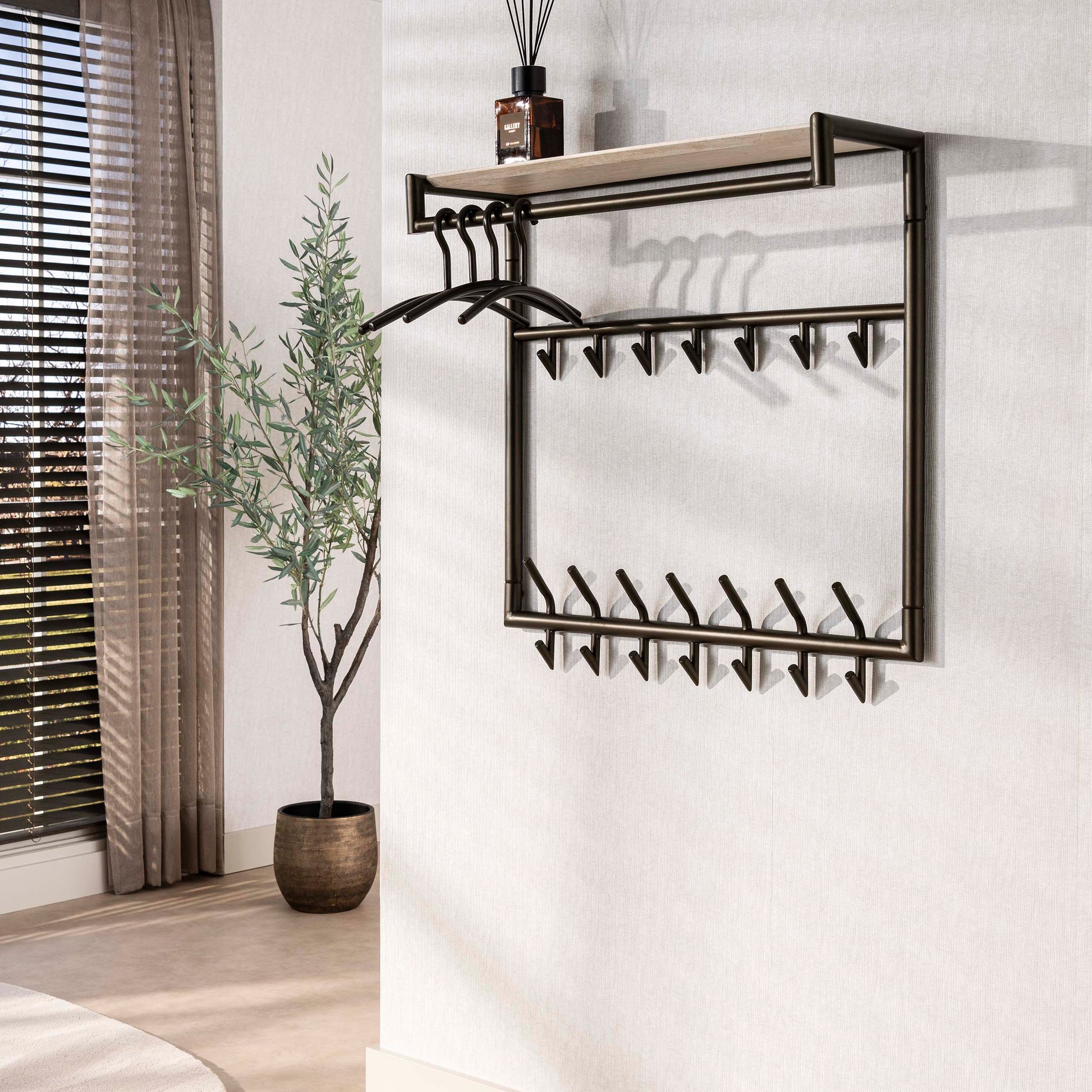 Garderobe – hutablage – 85×27×86 cm – Melamin Travertin | Modell N0227