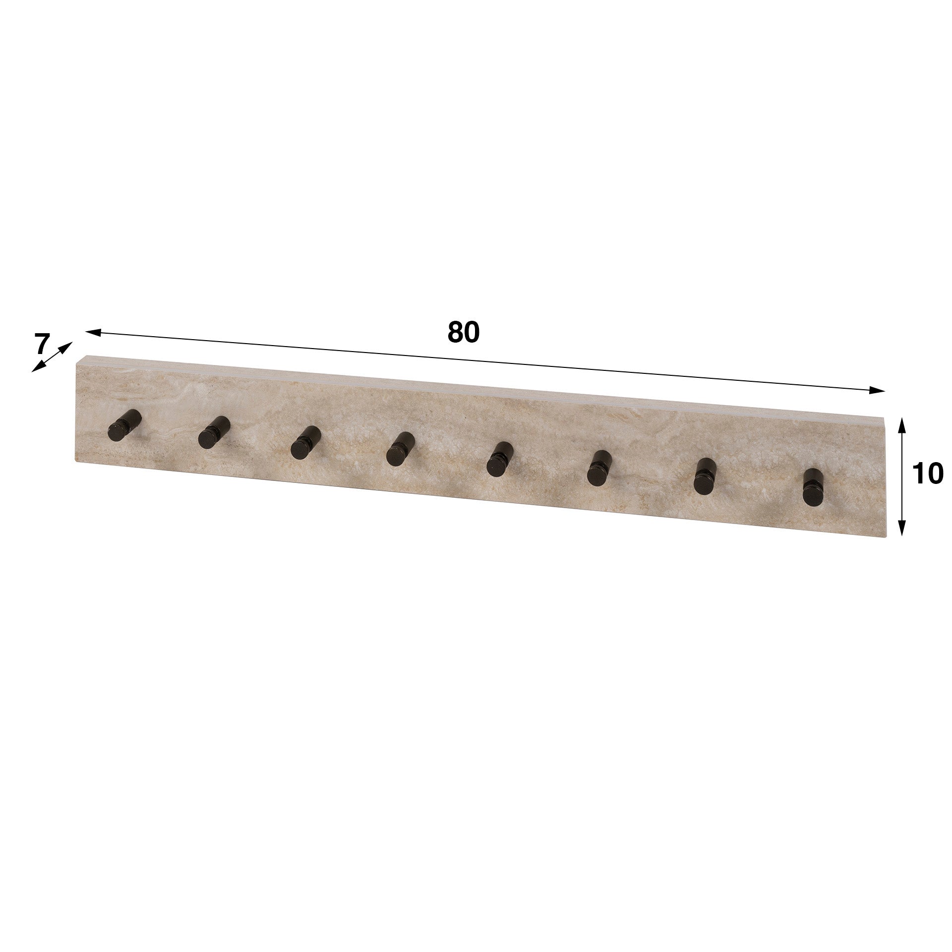 Garderobe – 8 haken – 80×7×10 cm – Keramik travertin | Modell N0230