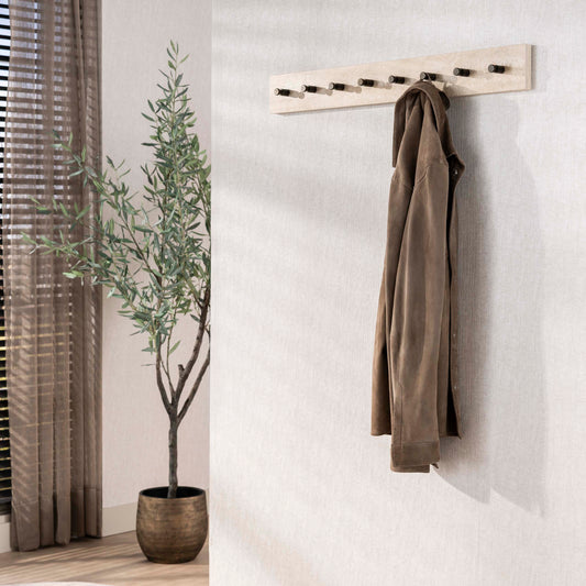 Garderobe – 8 haken – 80×7×10 cm – Keramik travertin | Modell N0230