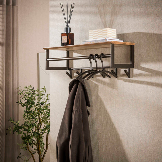 Garderobe – 6 haken – 80×30×28 cm – Drift brown | Modell N0231