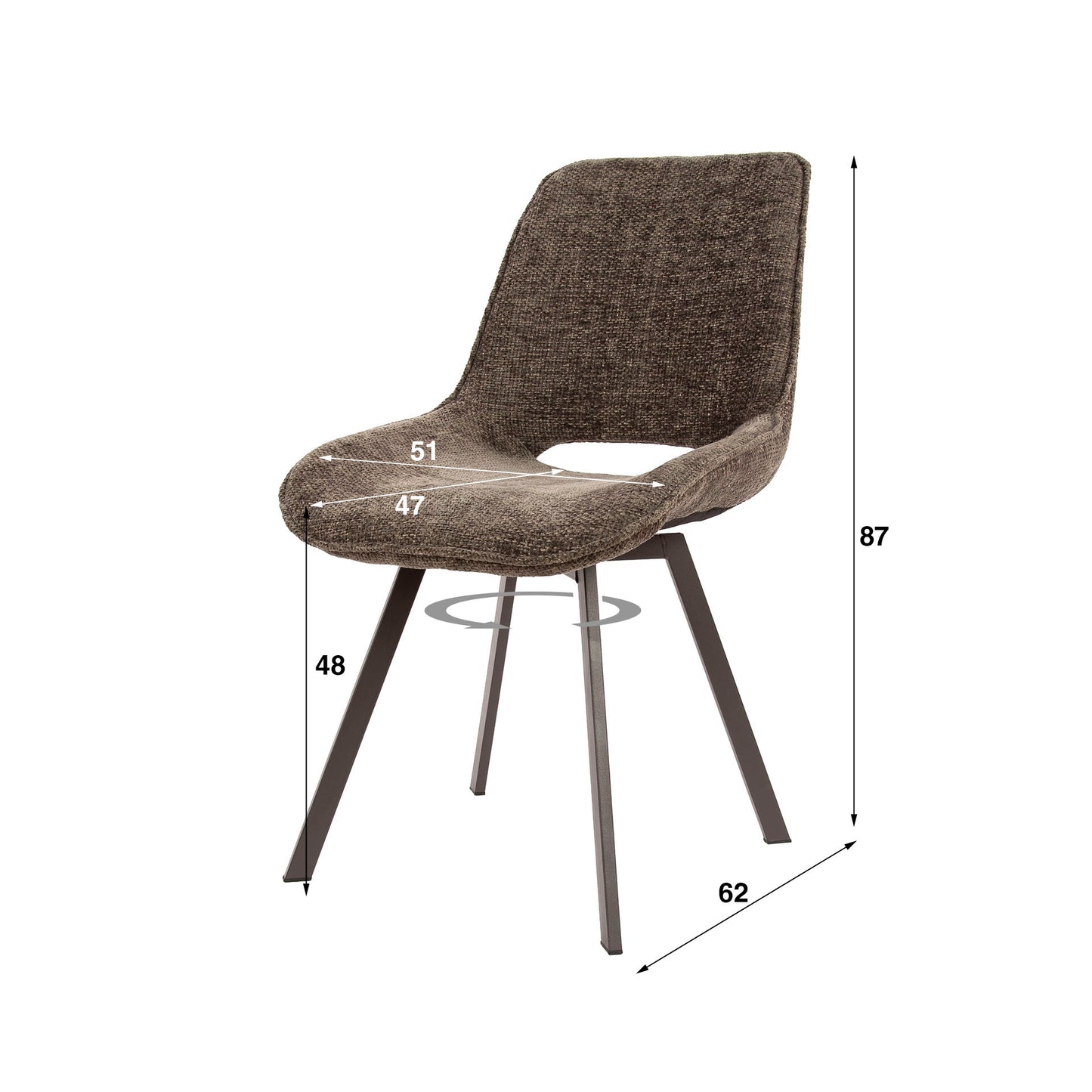 Stuhl – drehbar 4-er pack – 51×62×87 cm – Hoven taupe | Modell N0236