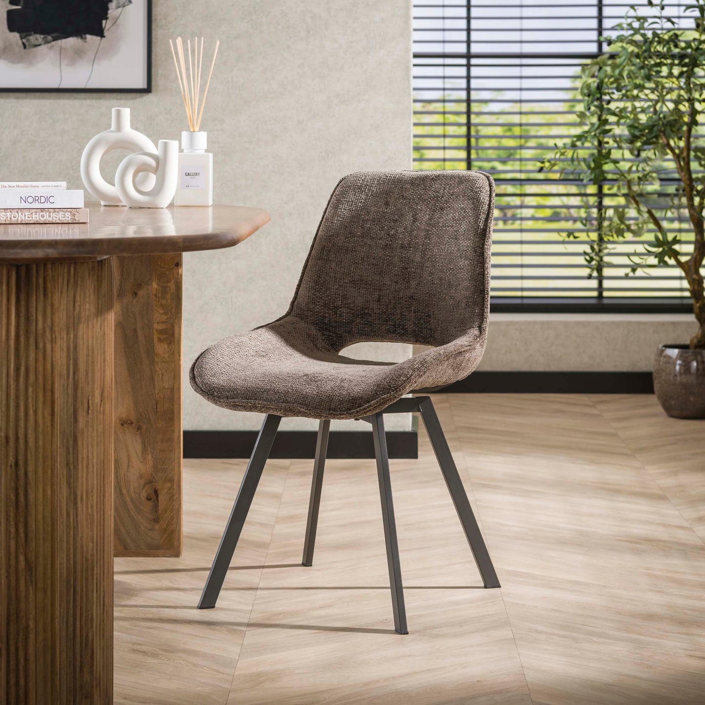 Stuhl – drehbar 4-er pack – 51×62×87 cm – Hoven taupe | Modell N0236