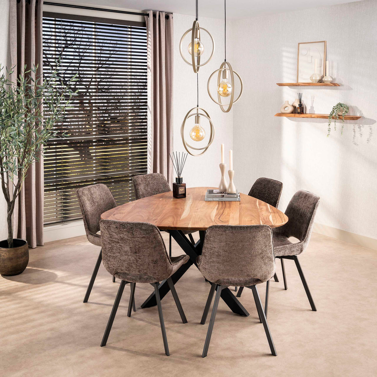 Stuhl – drehbar 4-er pack – 51×62×87 cm – Hoven taupe | Modell N0236