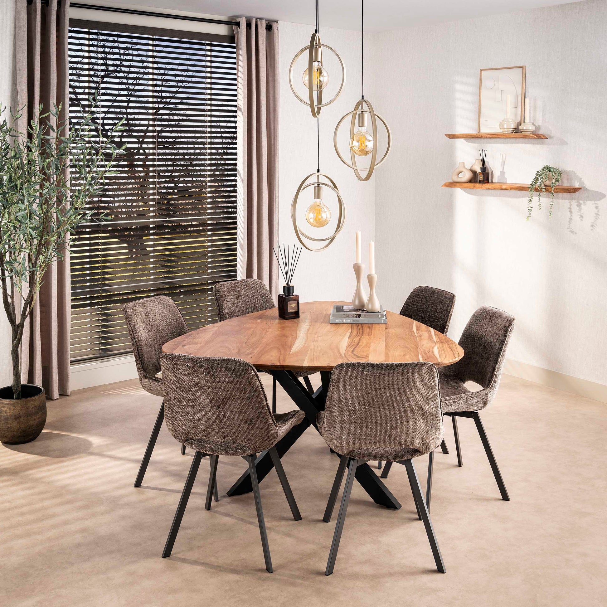 Stuhl – drehbar 4-er pack – 51×62×87 cm – Hoven taupe | Modell N0236