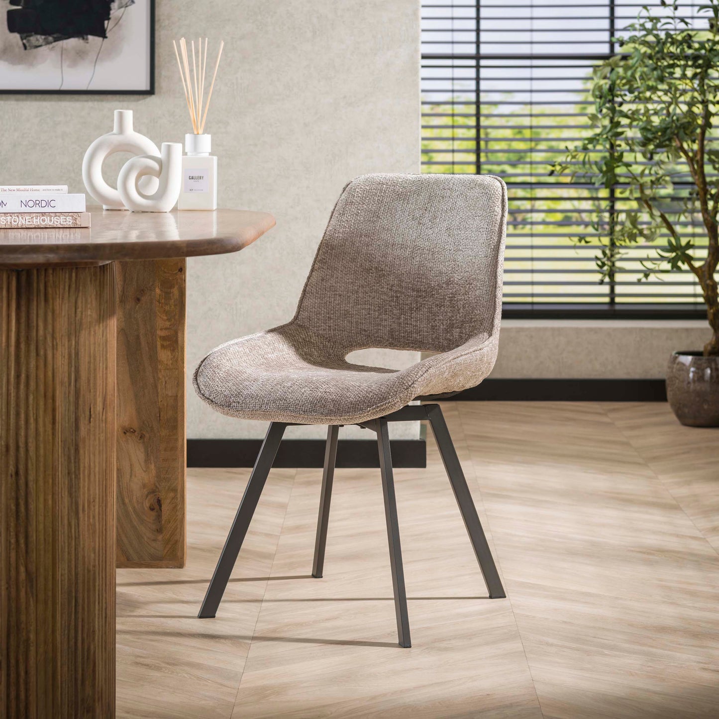 Stuhl – drehbar 4-er pack – 51×62×87 cm – Hoven taupe | Modell N0236