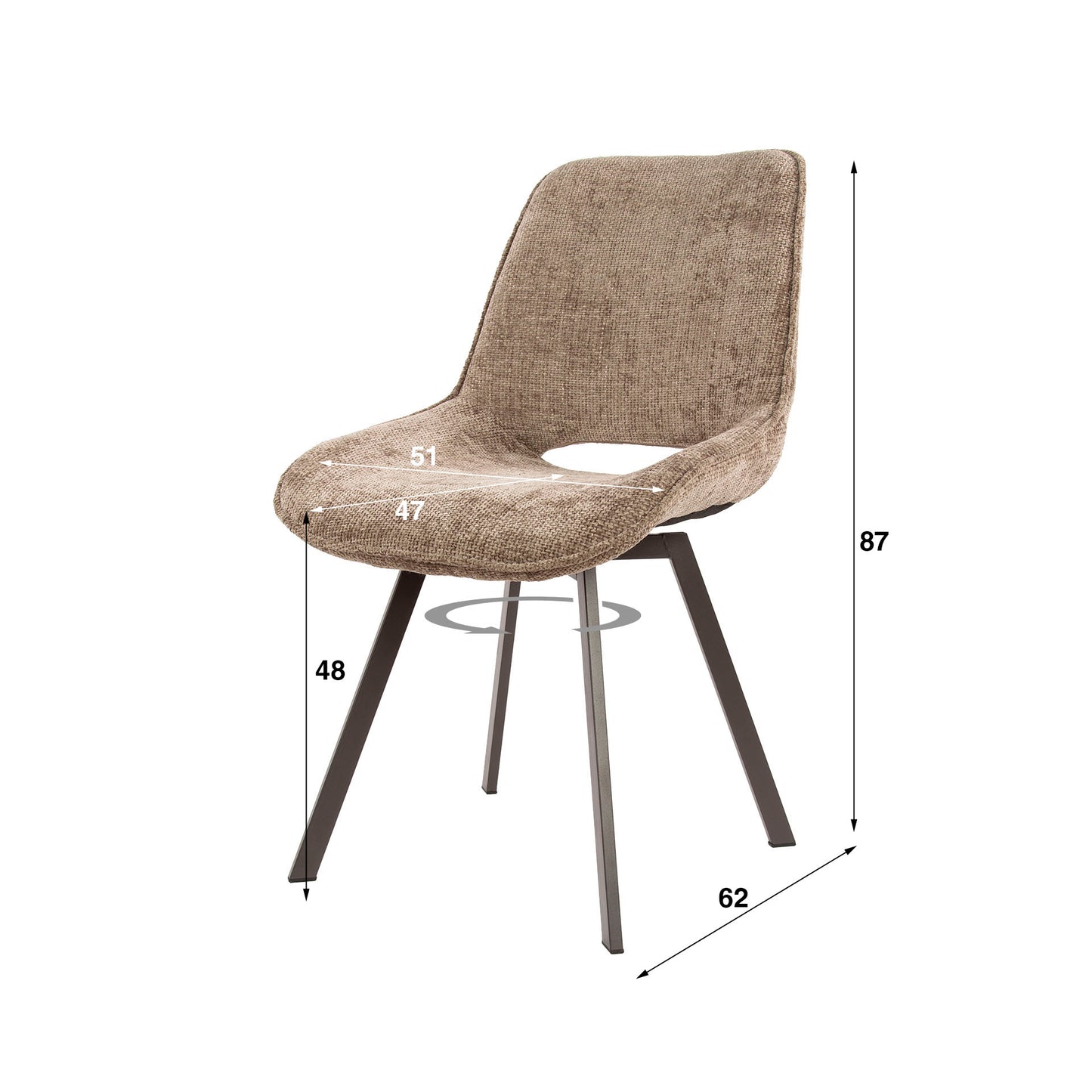 Stuhl – drehbar 4-er pack – 51×62×87 cm – Hoven taupe | Modell N0236