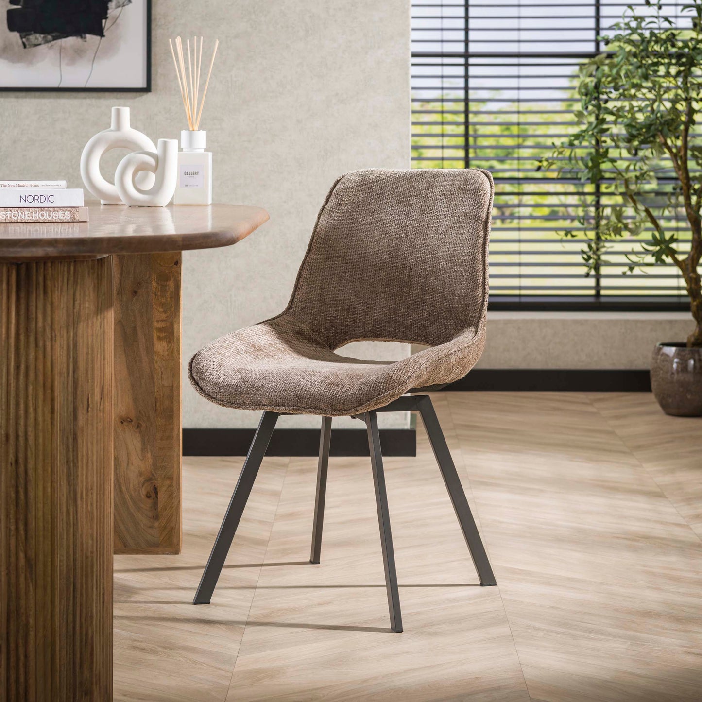 Stuhl – drehbar 4-er pack – 51×62×87 cm – Hoven taupe | Modell N0236