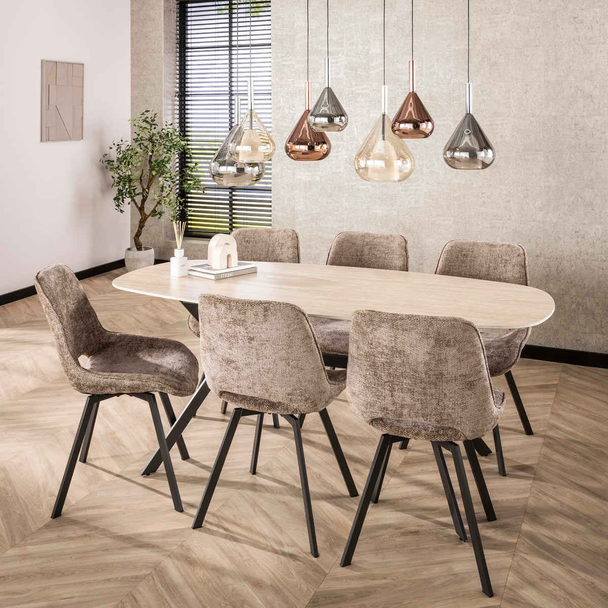 Stuhl – drehbar 4-er pack – 51×62×87 cm – Hoven taupe | Modell N0236