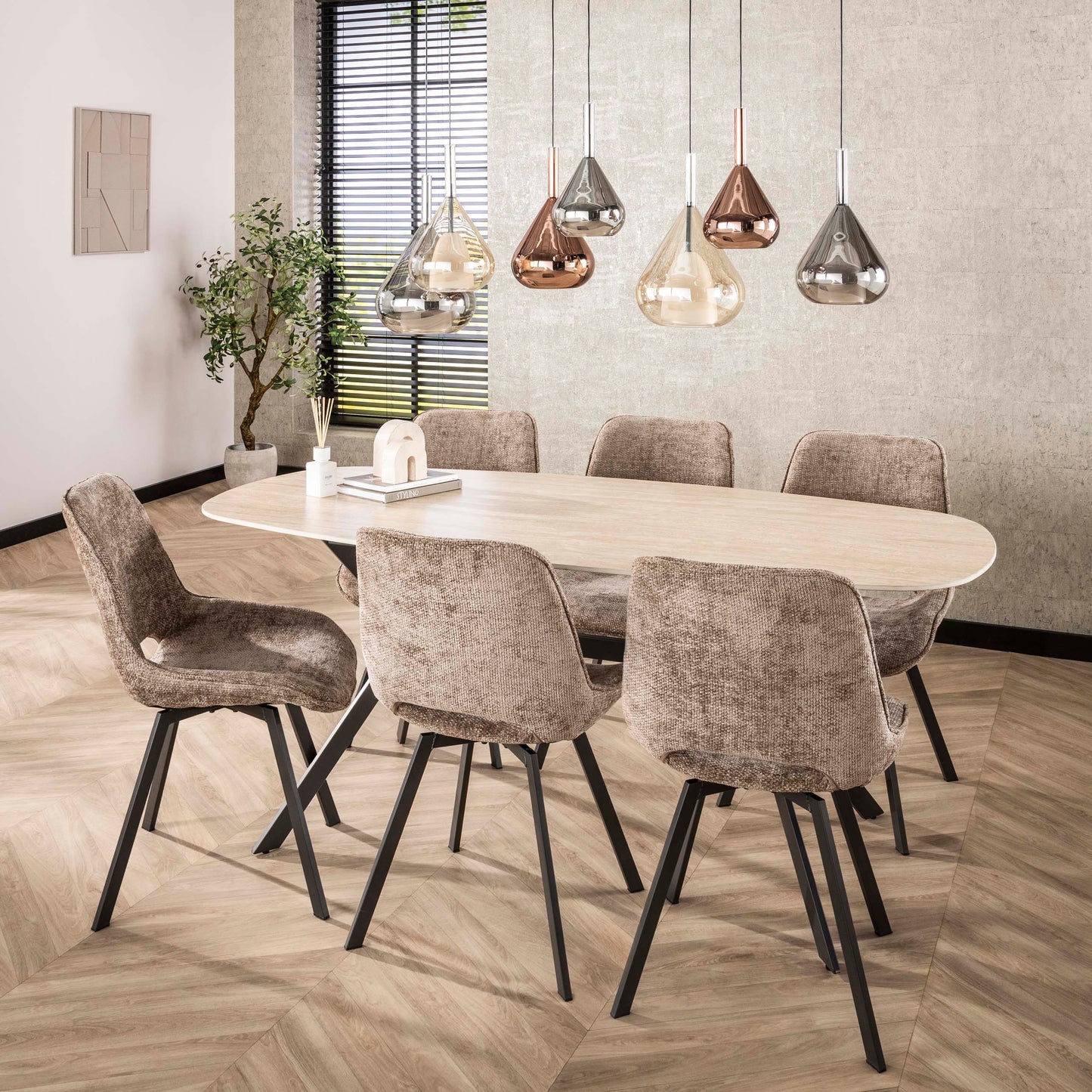 Stuhl – drehbar 4-er pack – 51×62×87 cm – Hoven taupe | Modell N0236