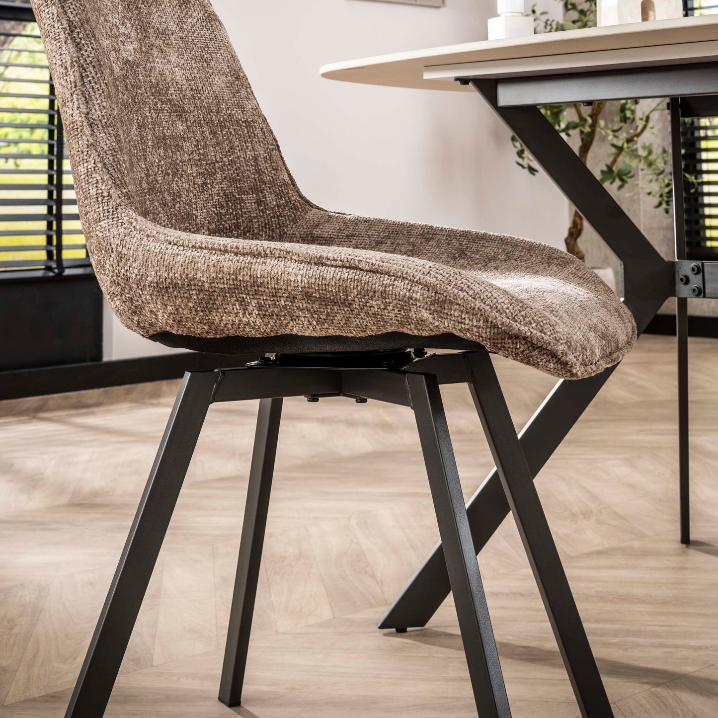 Stuhl – drehbar 4-er pack – 51×62×87 cm – Hoven taupe | Modell N0236