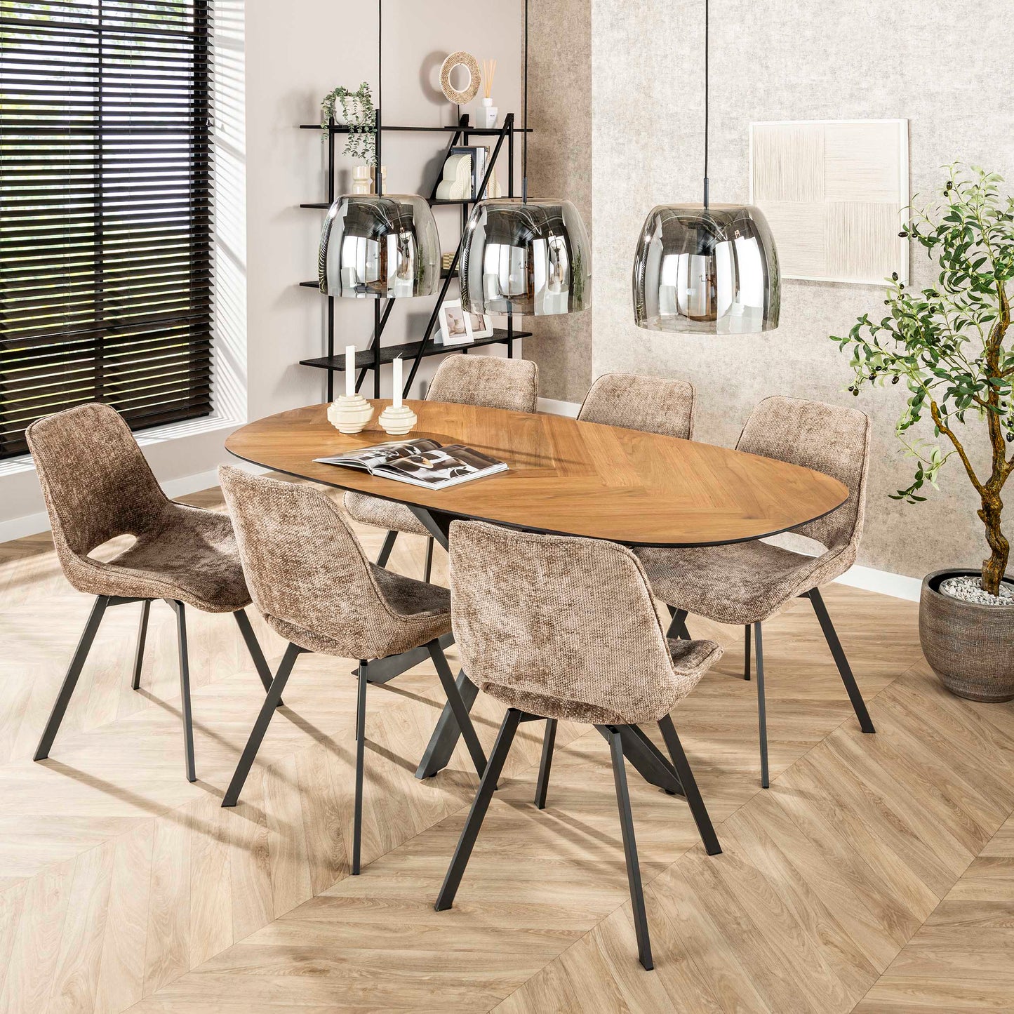 Stuhl – drehbar 4-er pack – 51×62×87 cm – Hoven taupe | Modell N0236
