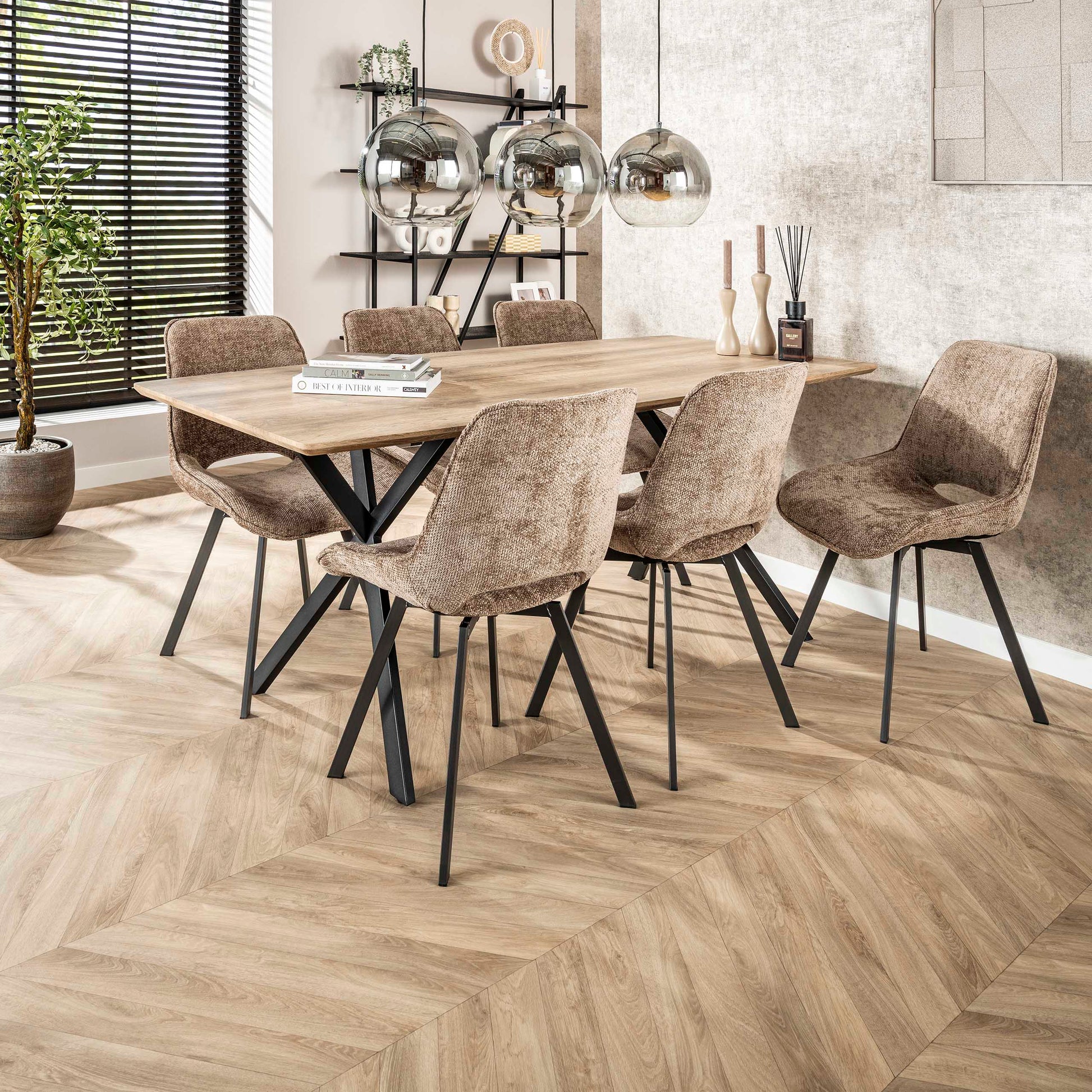 Stuhl – drehbar 4-er pack – 51×62×87 cm – Hoven taupe | Modell N0236