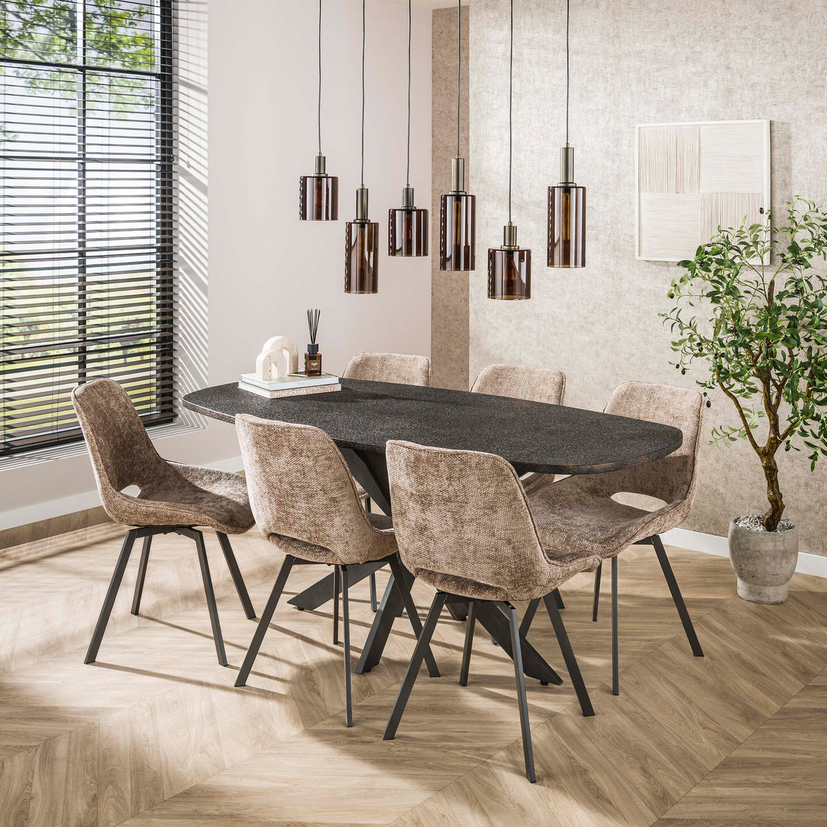Stuhl – drehbar 4-er pack – 51×62×87 cm – Hoven taupe | Modell N0236