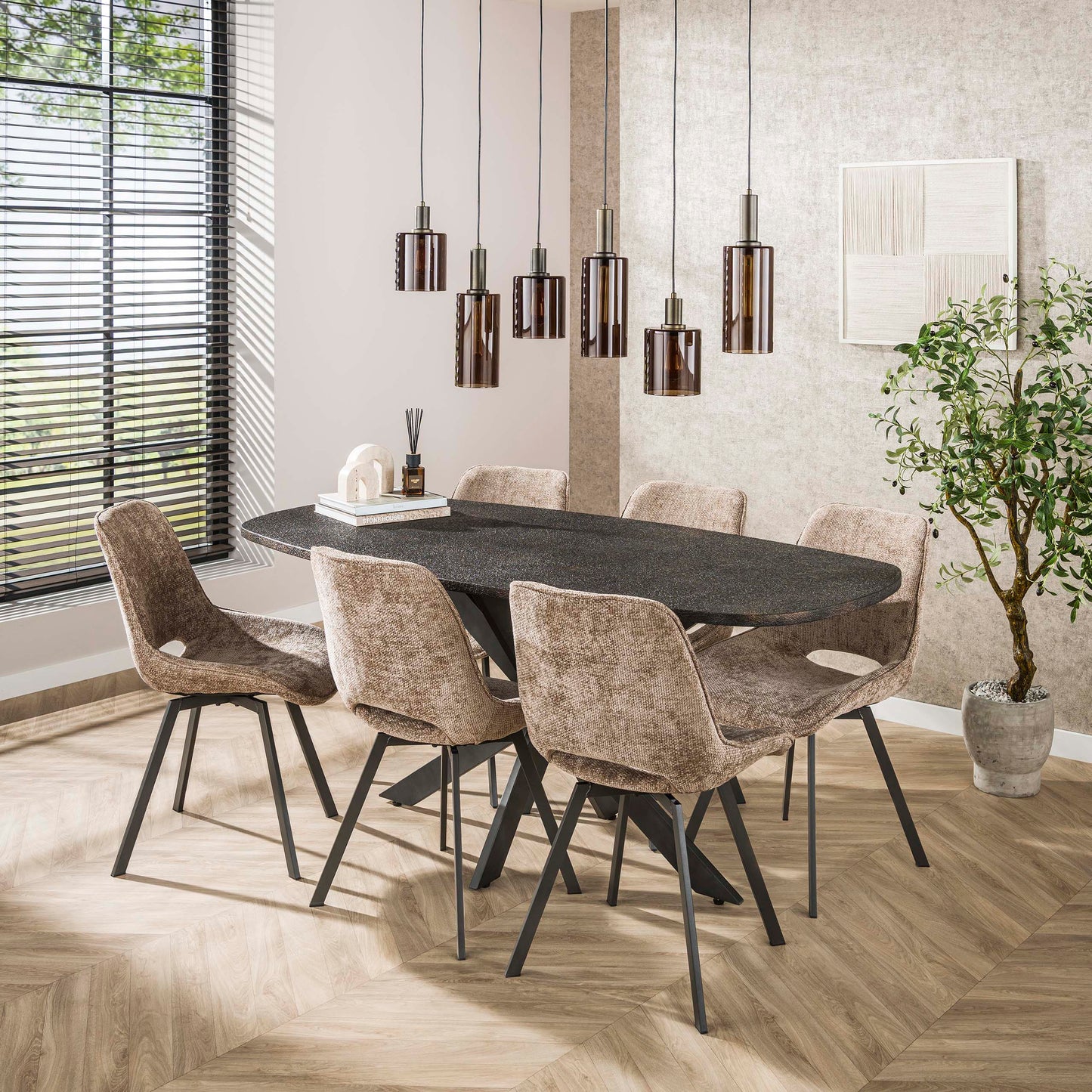 Stuhl – drehbar 4-er pack – 51×62×87 cm – Hoven taupe | Modell N0236