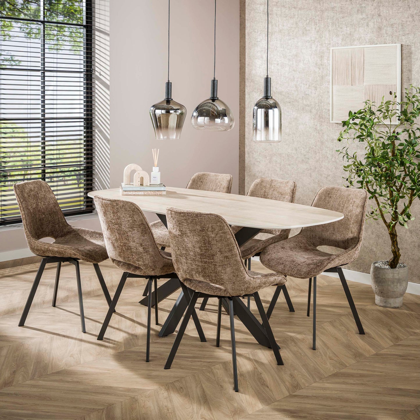 Stuhl – drehbar 4-er pack – 51×62×87 cm – Hoven taupe | Modell N0236