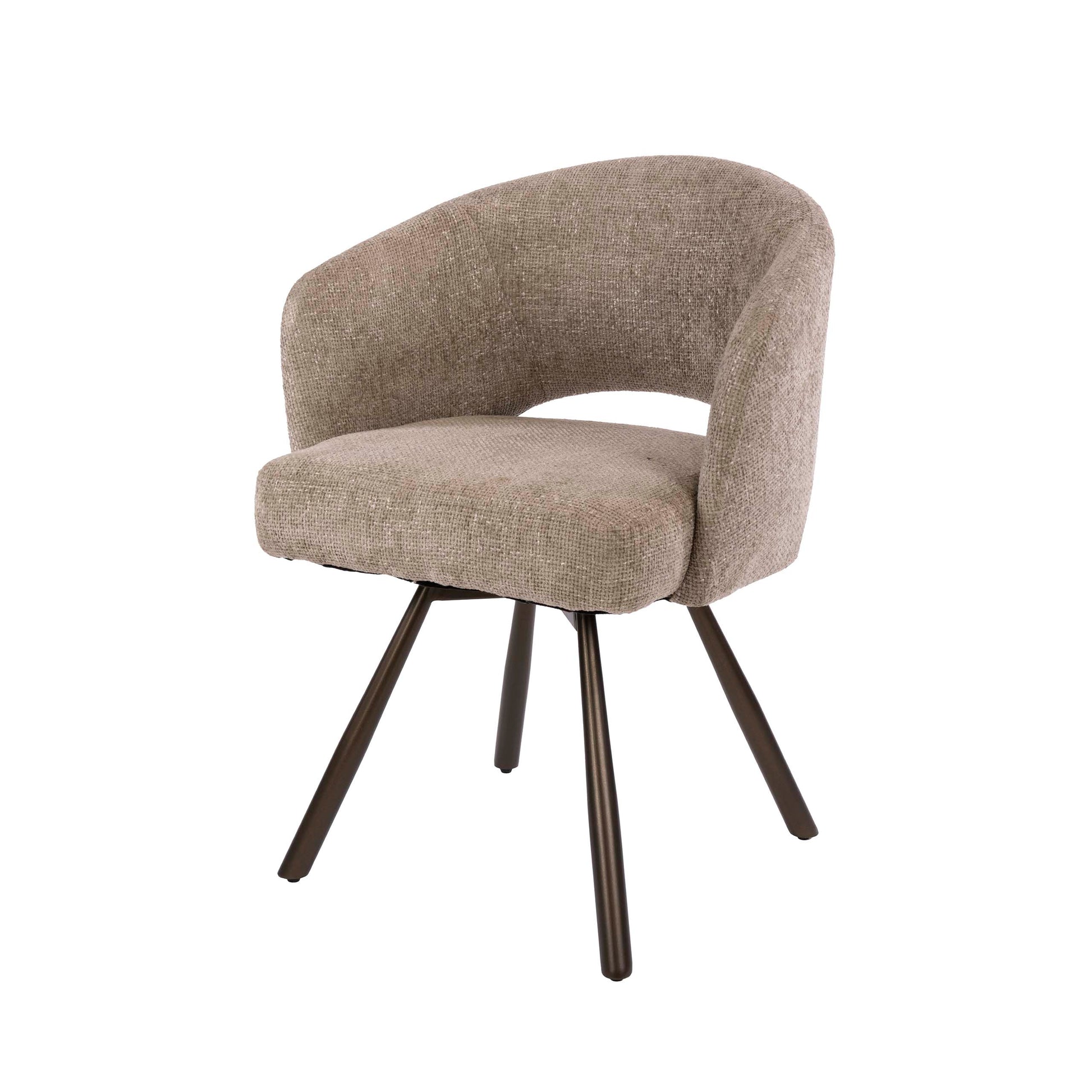 Stuhl – drehbar 2-er pack – 58×56×81 cm – Bouclé sand-braun | Modell N0239