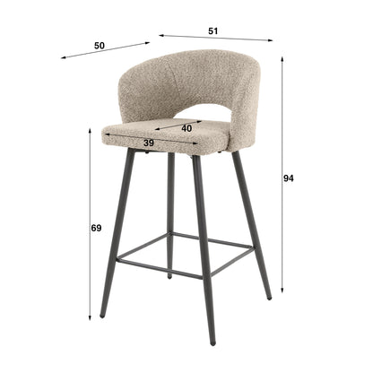 Barstuhl – 2-er pack – 51×50×94 cm – Cargo braun | Modell N0241