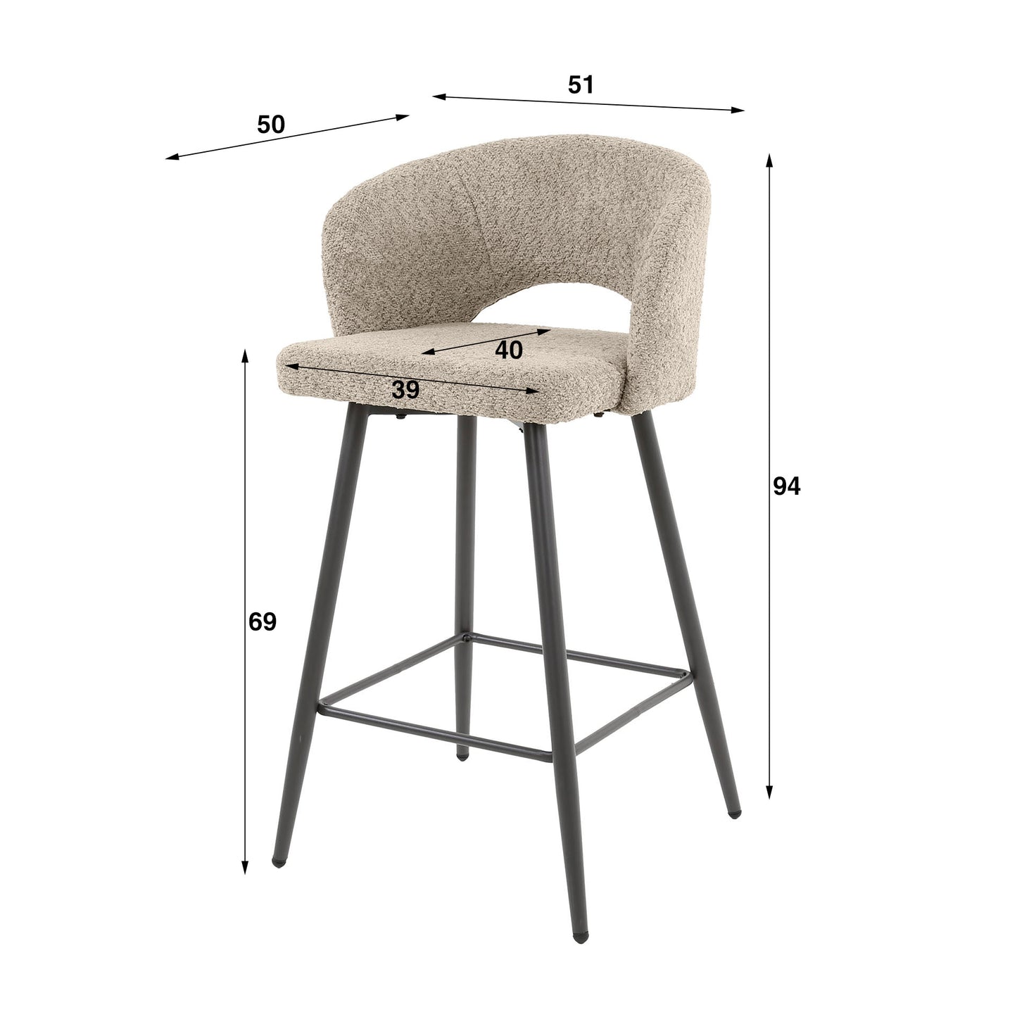 Barstuhl – 2-er pack – 51×50×94 cm – Cargo braun | Modell N0241