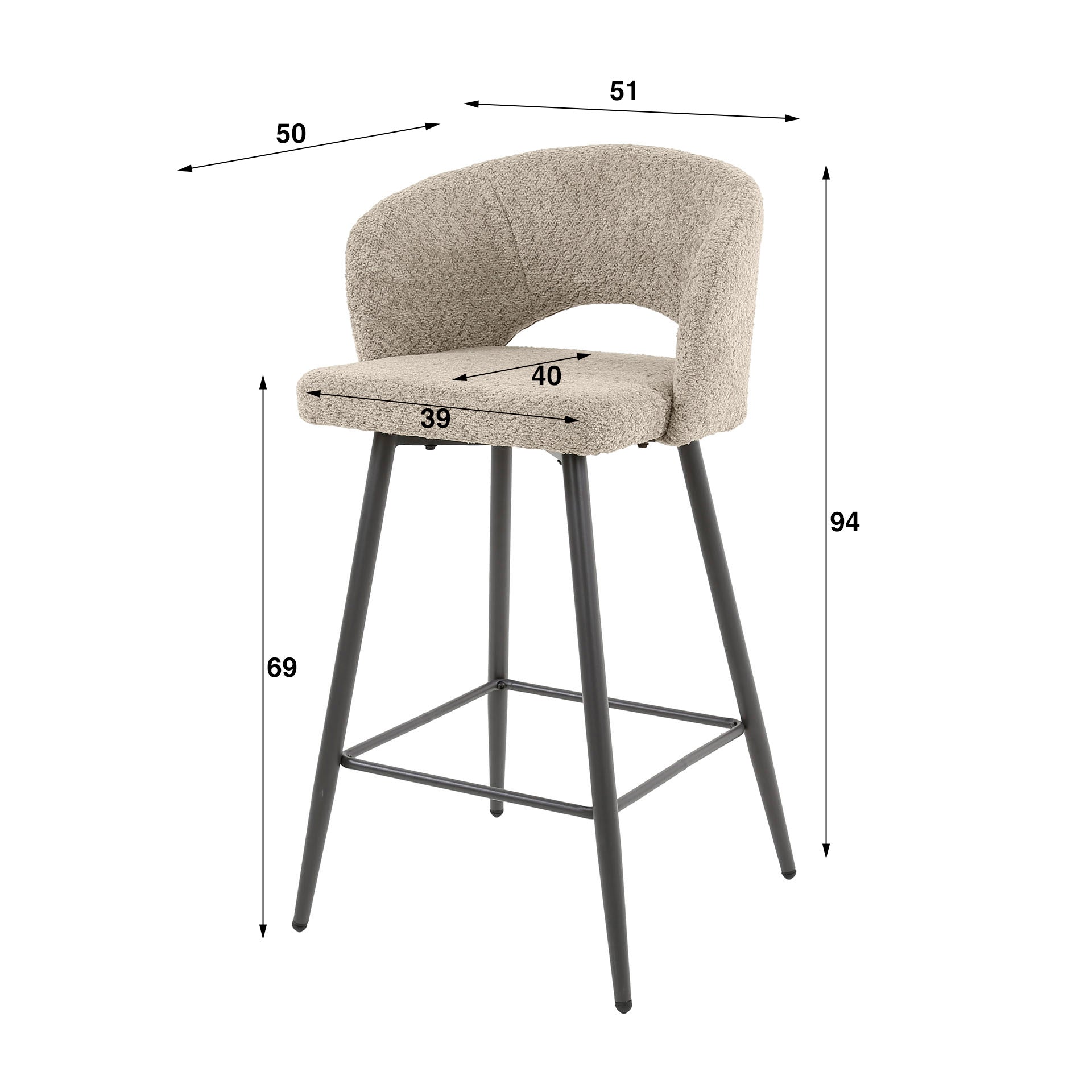 Barstuhl – 2-er pack – 51×50×94 cm – Cargo braun | Modell N0241