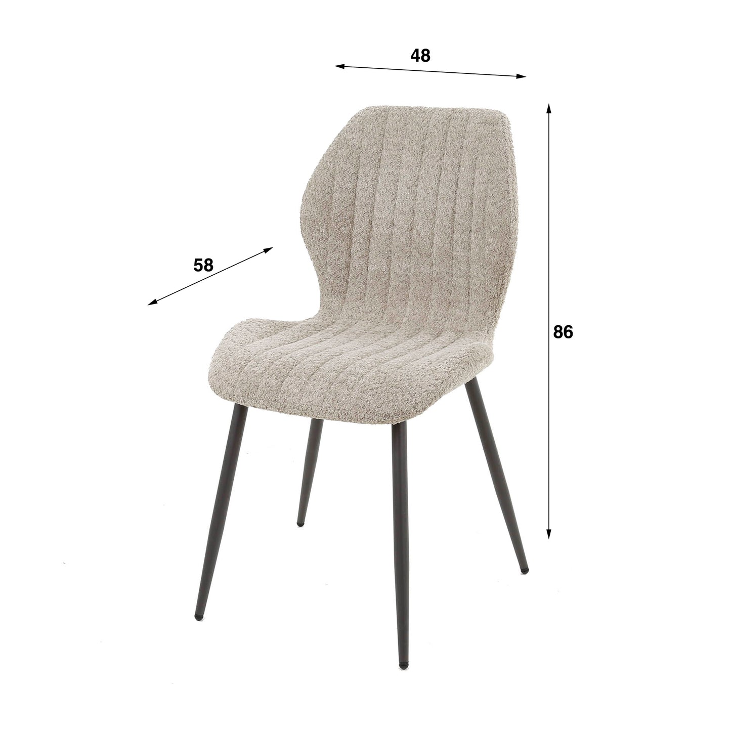 Stuhl – 4-er pack – 48×58×86 cm – Bouclé sand | Modell N0242