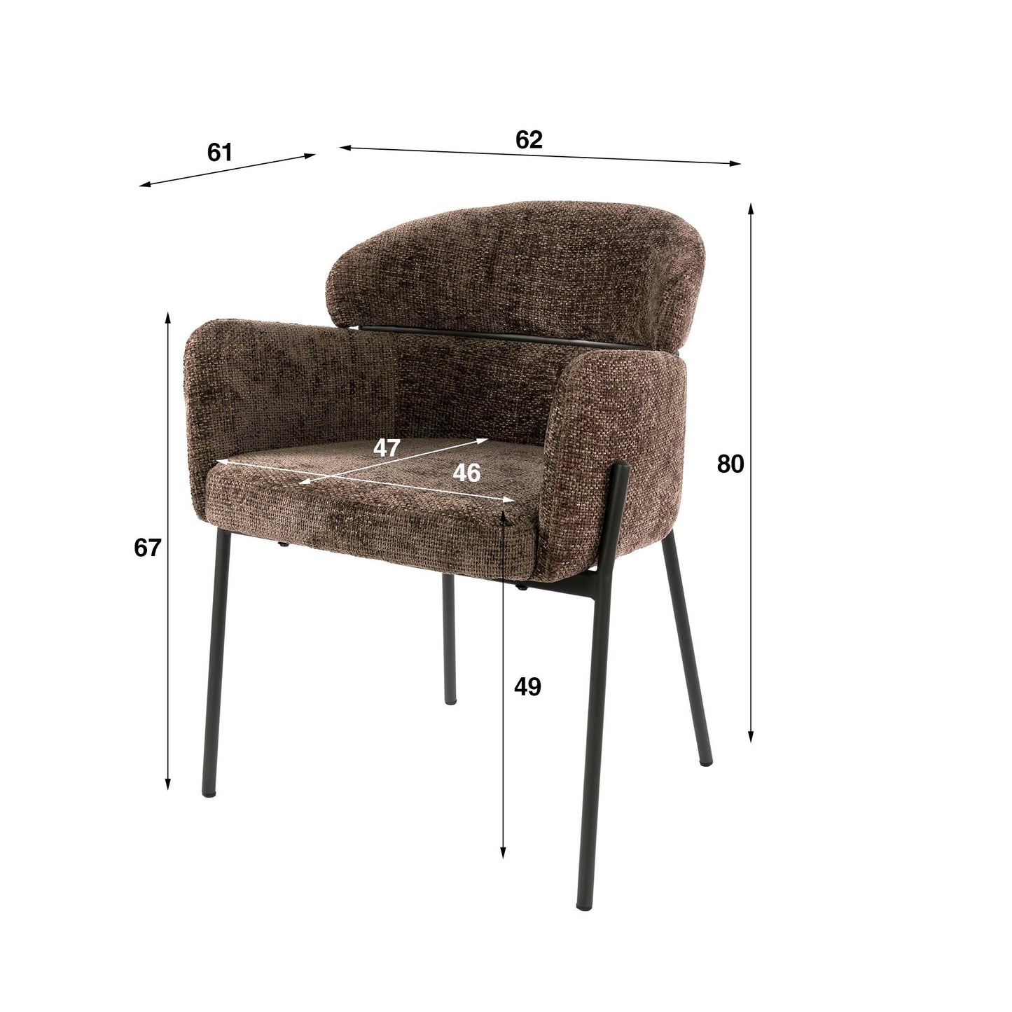 Stuhl – 2-er pack – 62×61×80 cm – Hoven taupe | Modell N0244
