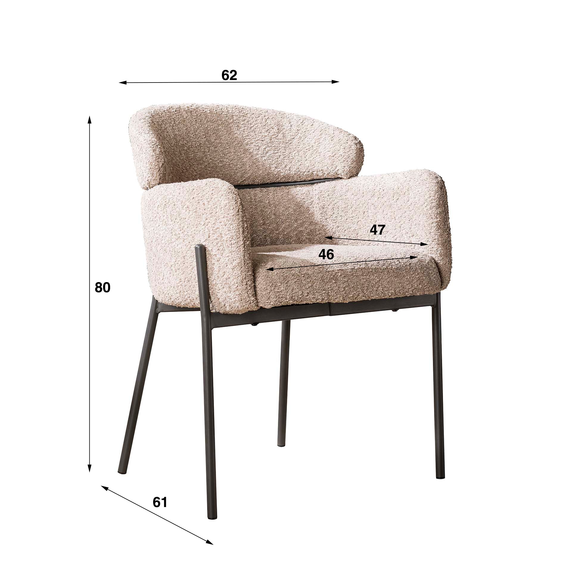 Stuhl – 2-er pack – 62×61×80 cm – Hoven taupe | Modell N0244