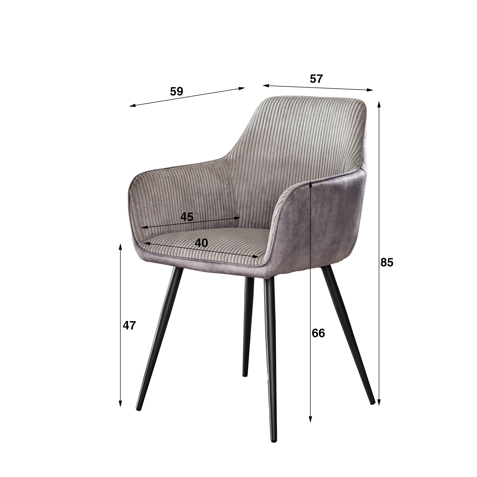 Stuhl – 2-er pack – 57×59×85 cm – Rock sand | Modell N0245
