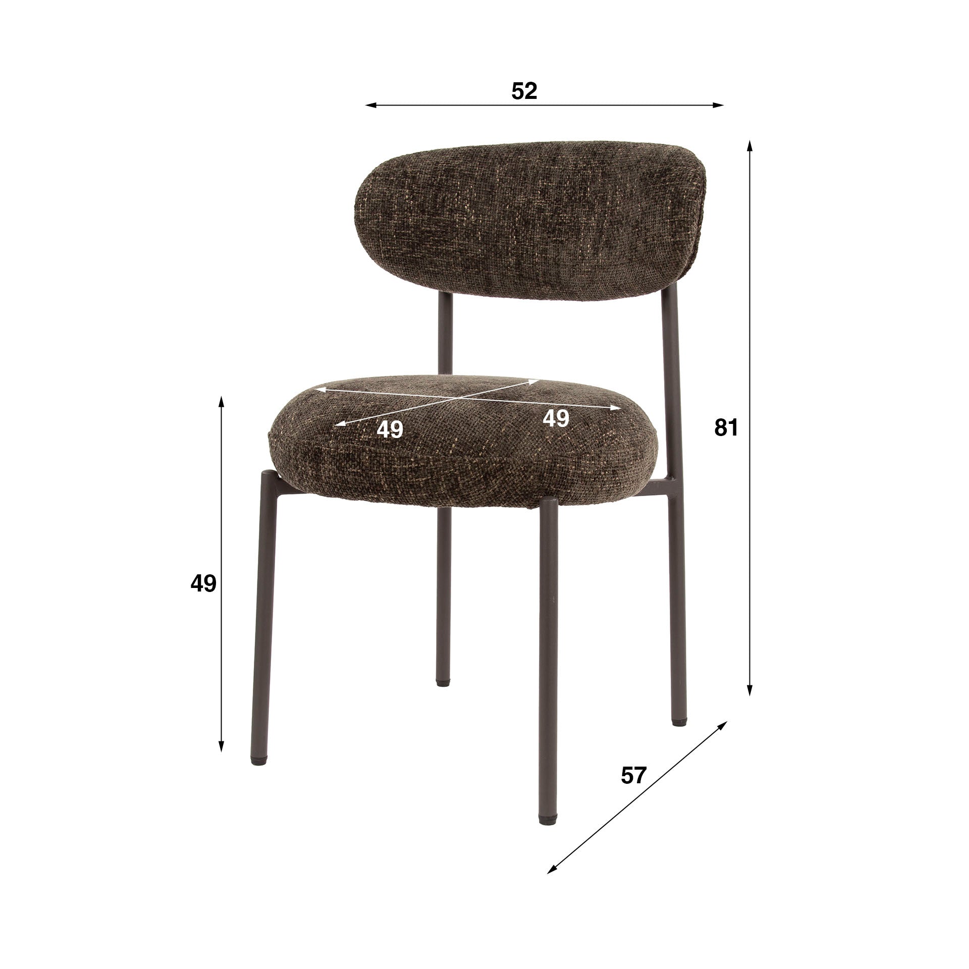 Stuhl – 2-er pack – 52×57×81 cm – Cargo braun | Modell N0246