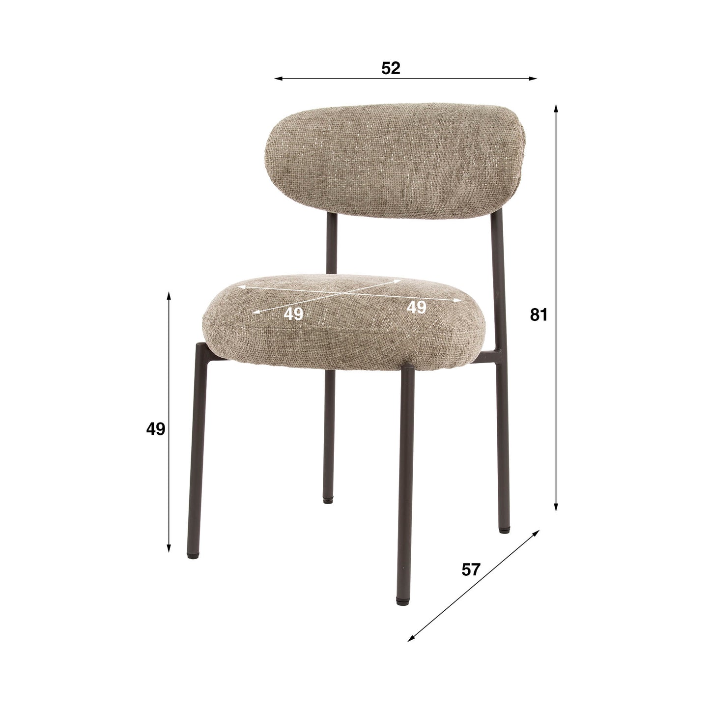 Stuhl – 2-er pack – 52×57×81 cm – Cargo braun | Modell N0246