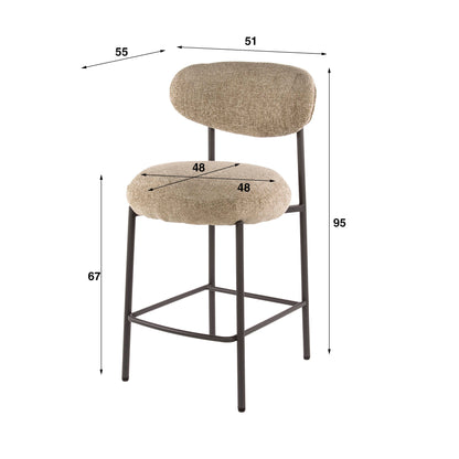 Barstuhl – 2-er pack – 51×55×96 cm – Cargo sand | Modell N0248