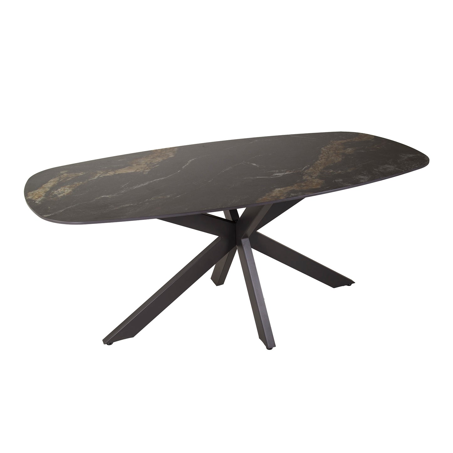 Esstisch – dänisch oval oval – 180×90×76 cm – Keramik fossil black | Modell N0252