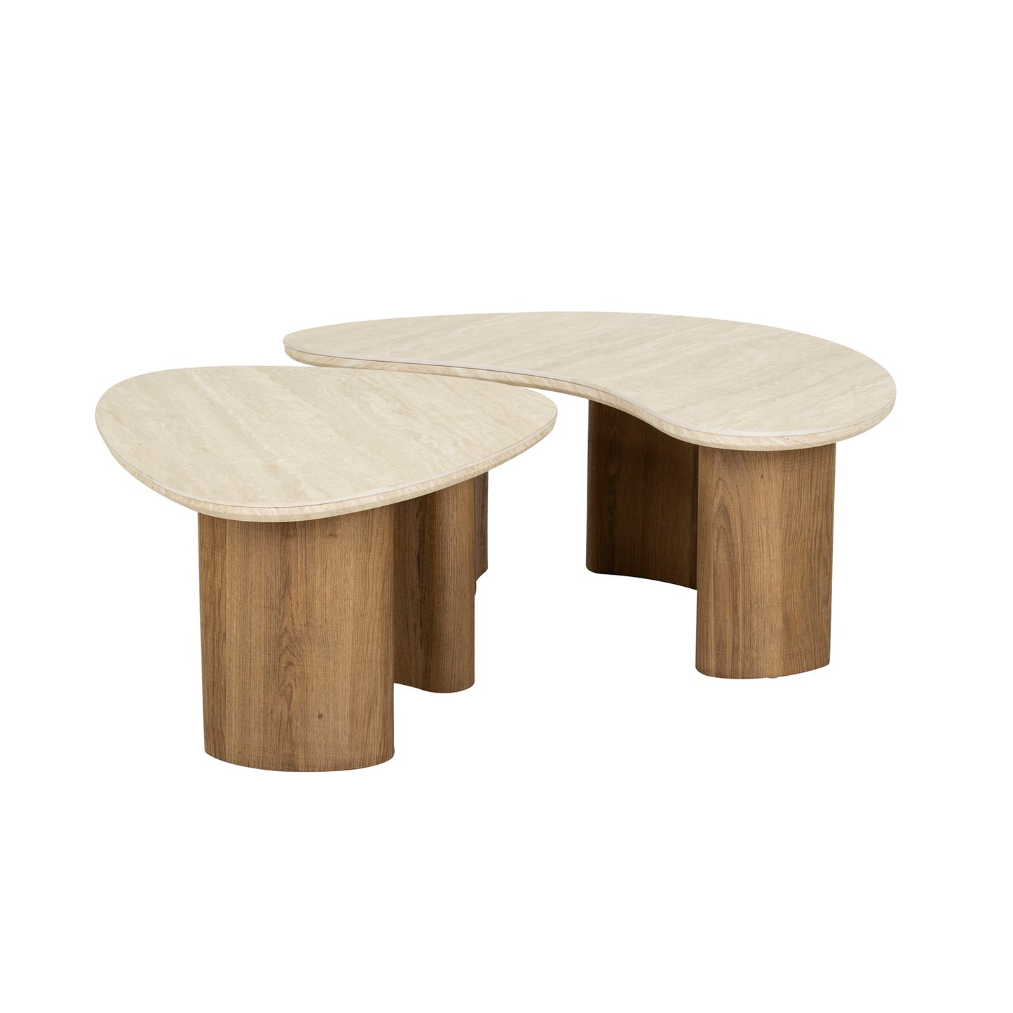 Couchtisch – organisch – 88×44×36 cm – Keramik travertin | Modell N0253