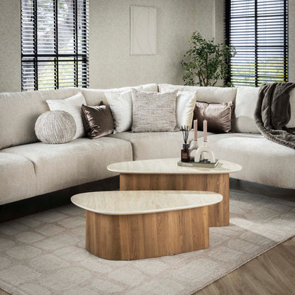 Couchtisch – 90×43×40 cm – Keramik travertin | Modell N0255