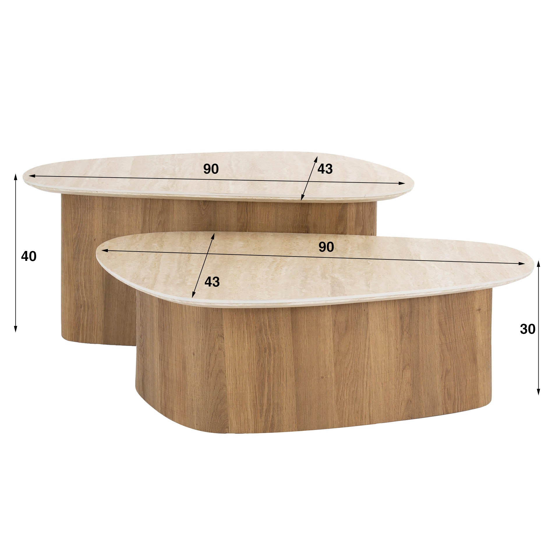 Couchtisch – 90×43×40 cm – Keramik travertin | Modell N0255