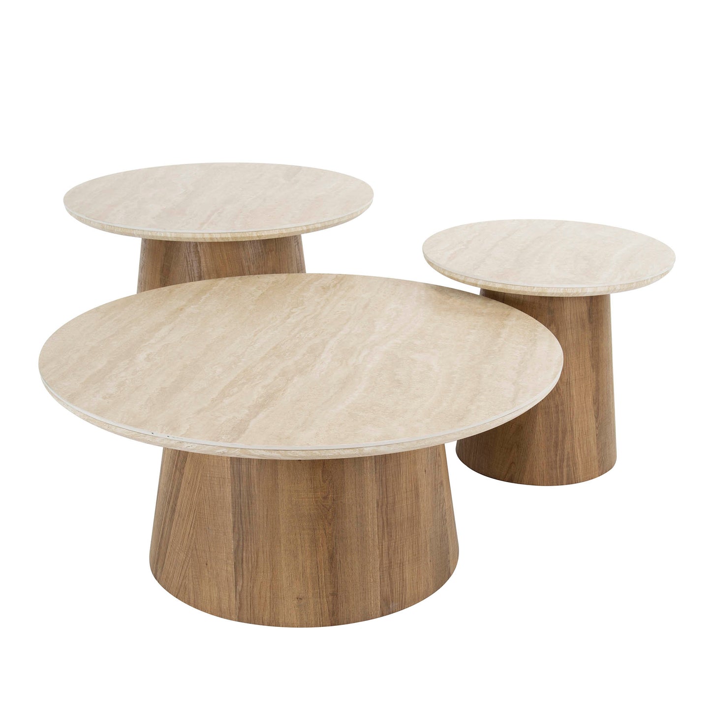 Couchtisch – rund – 80×80×35 cm – Keramik travertin | Modell N0256