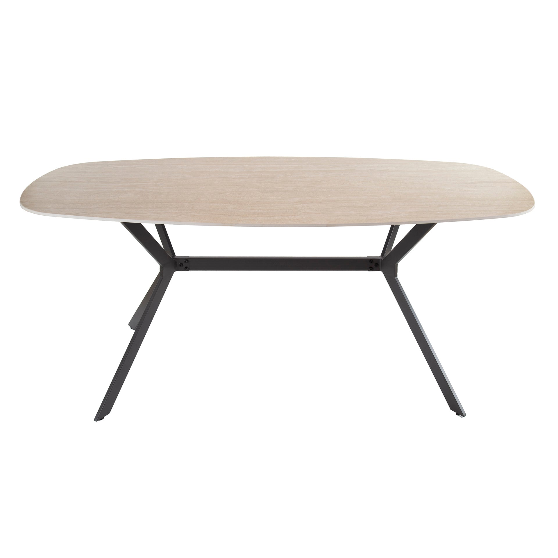 Esstisch – dänisch oval oval – 180×90×76 cm – Keramik travertin | Modell N0257